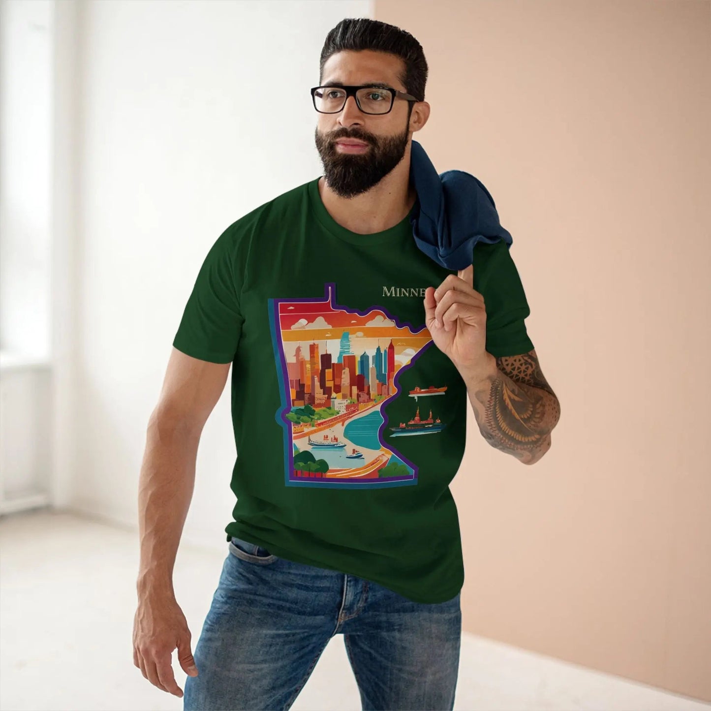 Minnesota Shirt Unisex Premium Cotton Tee With Original Art Design By Retro2Nova Artwork