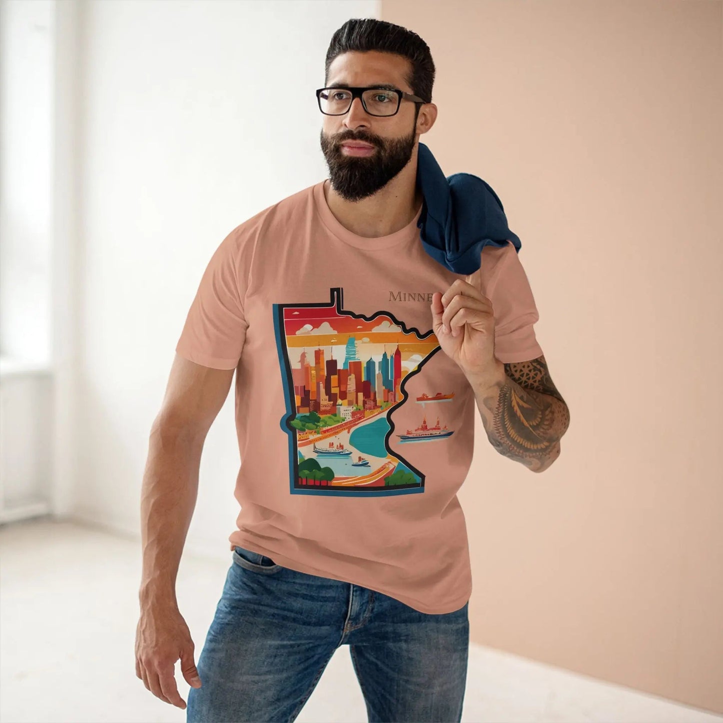Minnesota Shirt Unisex Premium Cotton Tee With Original Art Design By Retro2Nova Artwork