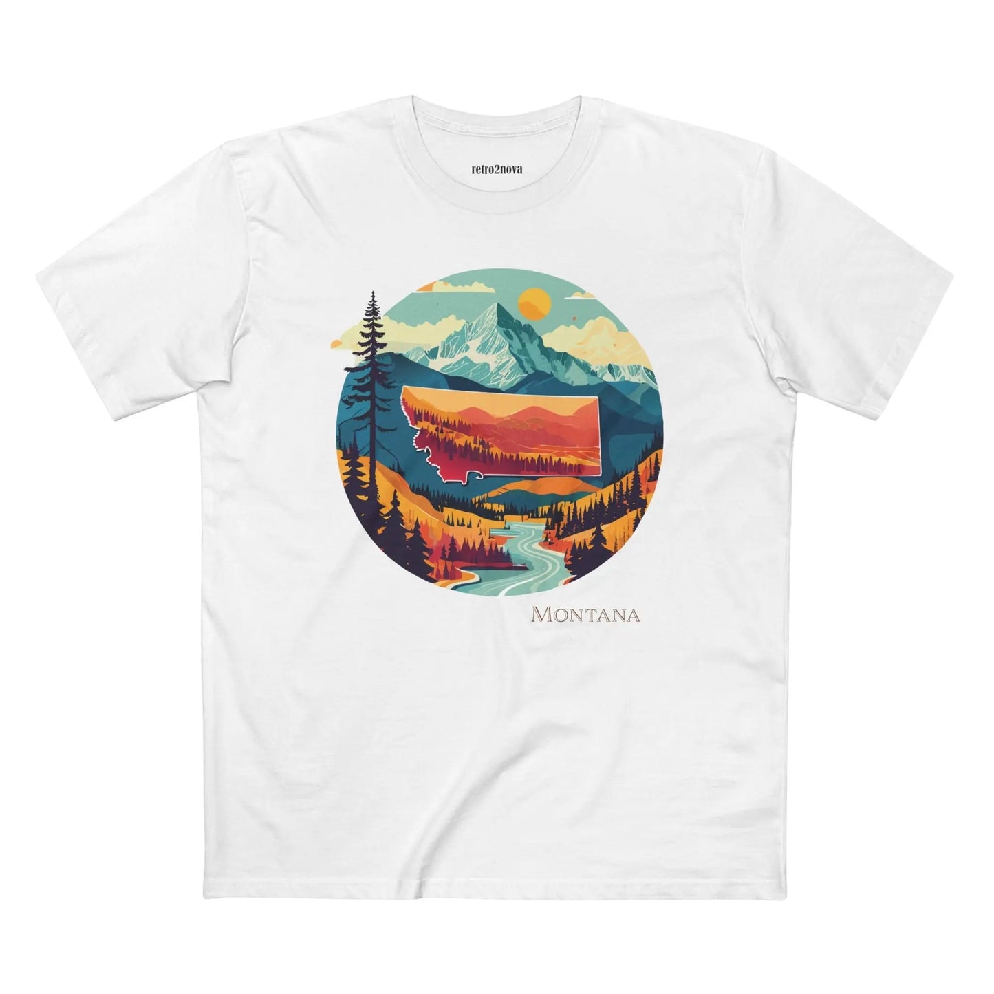 Montana State Shirt Unisex Premium Cotton Tee With Original Art Design Retro2Nova