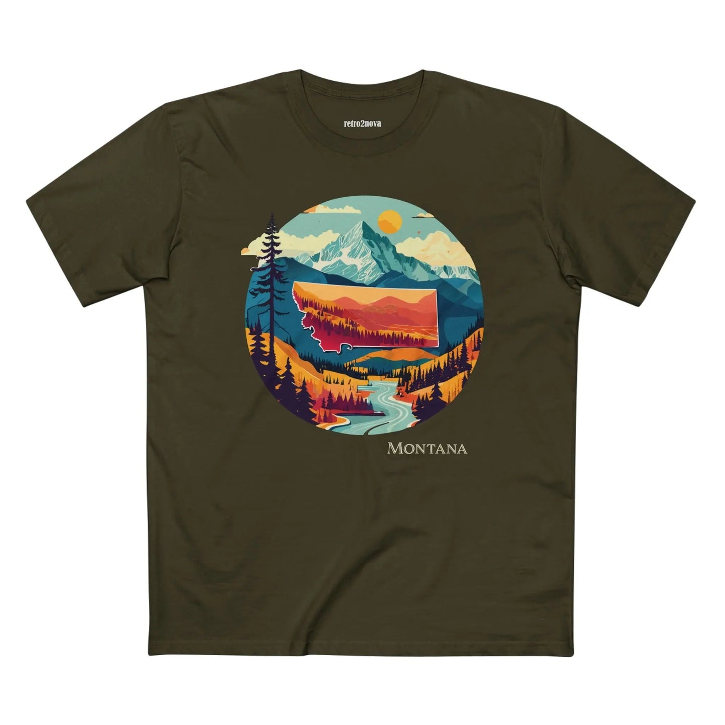 Montana State Shirt Unisex Premium Cotton Tee With Original Art Design Retro2Nova