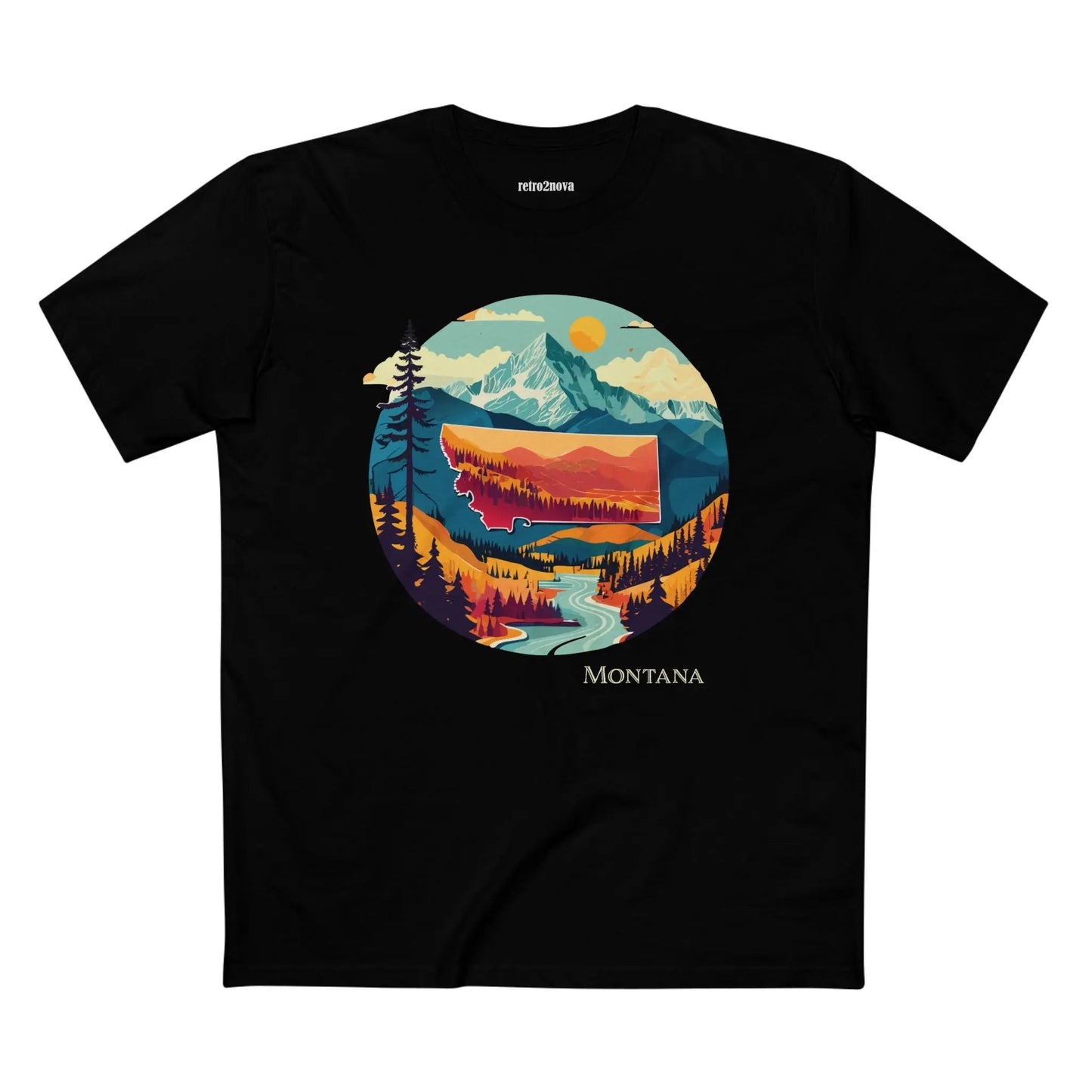 Montana State Shirt Unisex Premium Cotton Tee With Original Art Design Retro2Nova