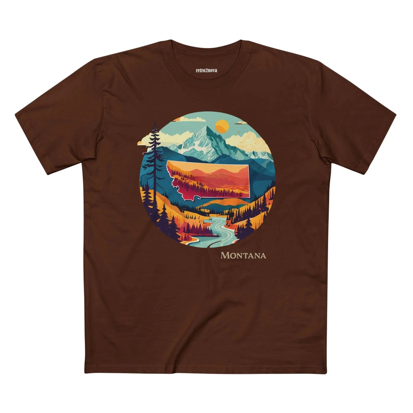 Montana State Shirt Unisex Premium Cotton Tee With Original Art Design Retro2Nova