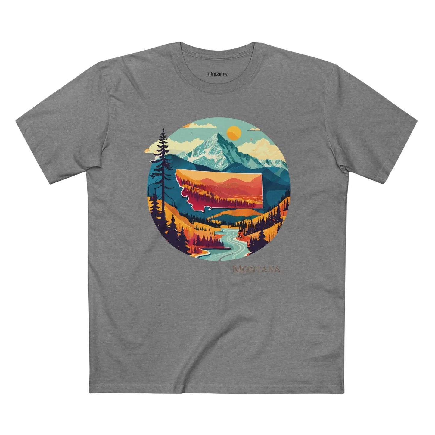 Montana State Shirt Unisex Premium Cotton Tee With Original Art Design Retro2Nova