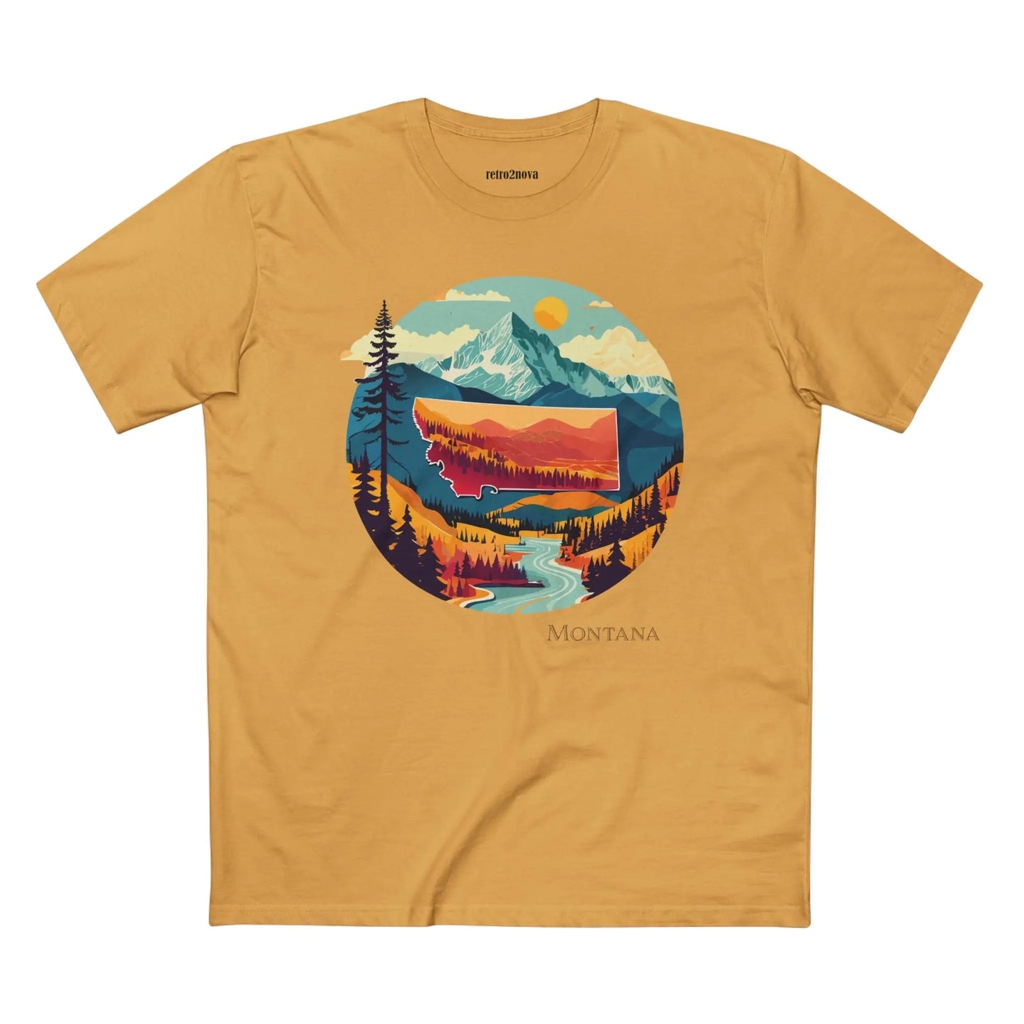 Montana State Shirt Unisex Premium Cotton Tee With Original Art Design Retro2Nova