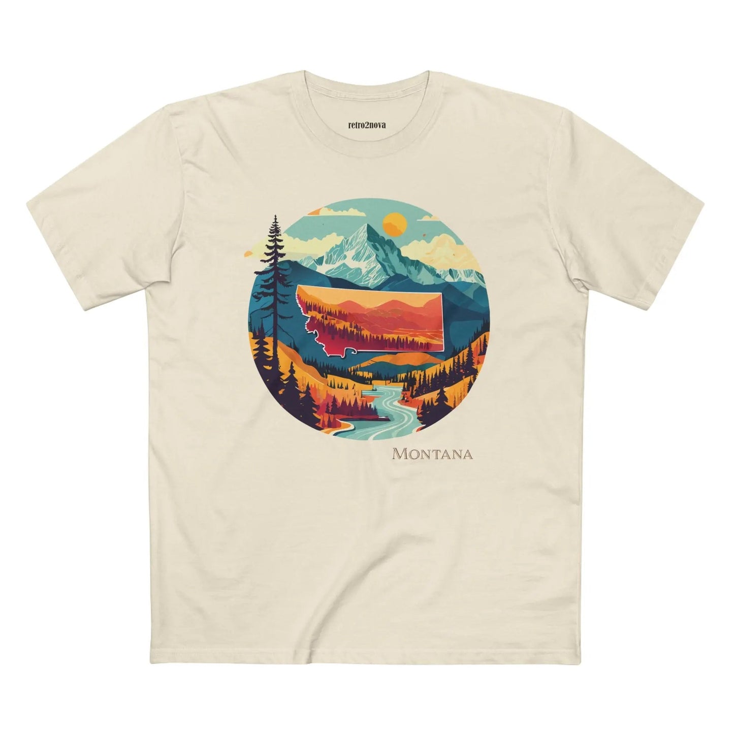 Montana State Shirt Unisex Premium Cotton Tee With Original Art Design Retro2Nova