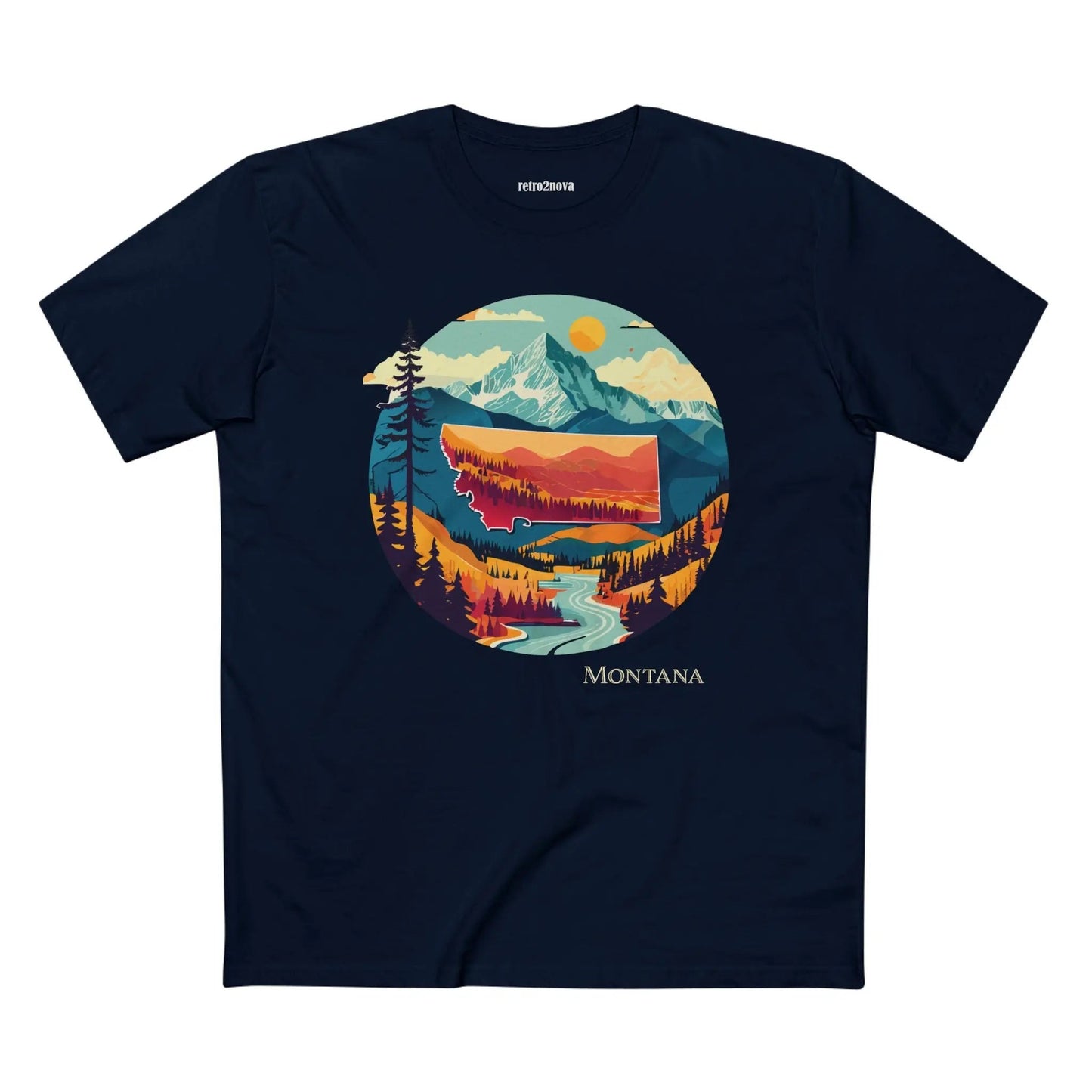 Montana State Shirt Unisex Premium Cotton Tee With Original Art Design Retro2Nova