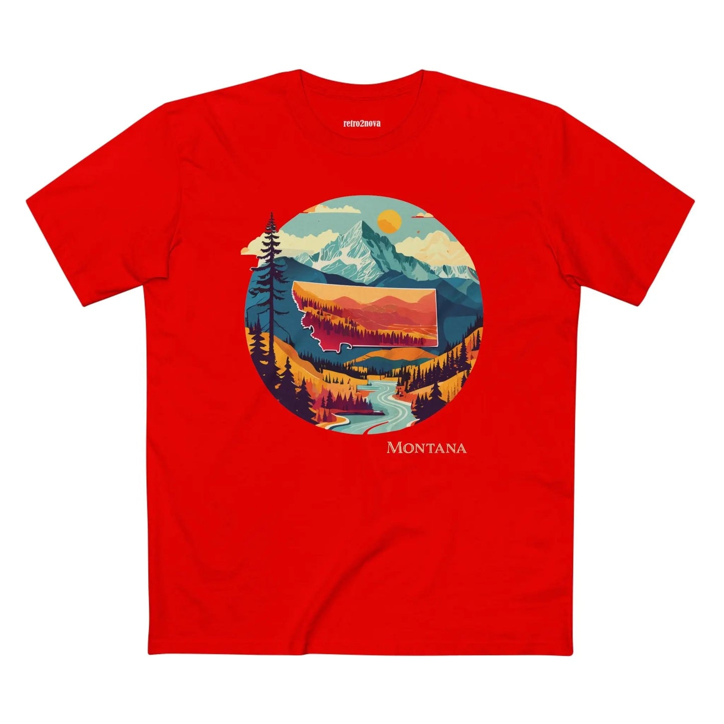 Montana State Shirt Unisex Premium Cotton Tee With Original Art Design Retro2Nova
