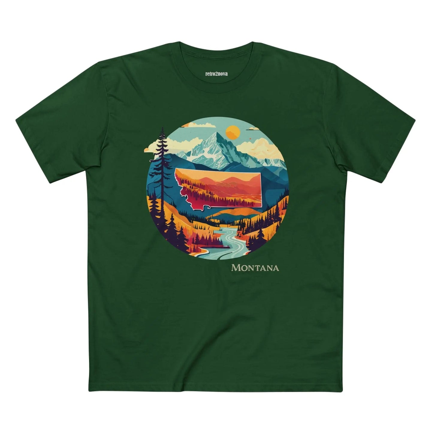 Montana State Shirt Unisex Premium Cotton Tee With Original Art Design Retro2Nova