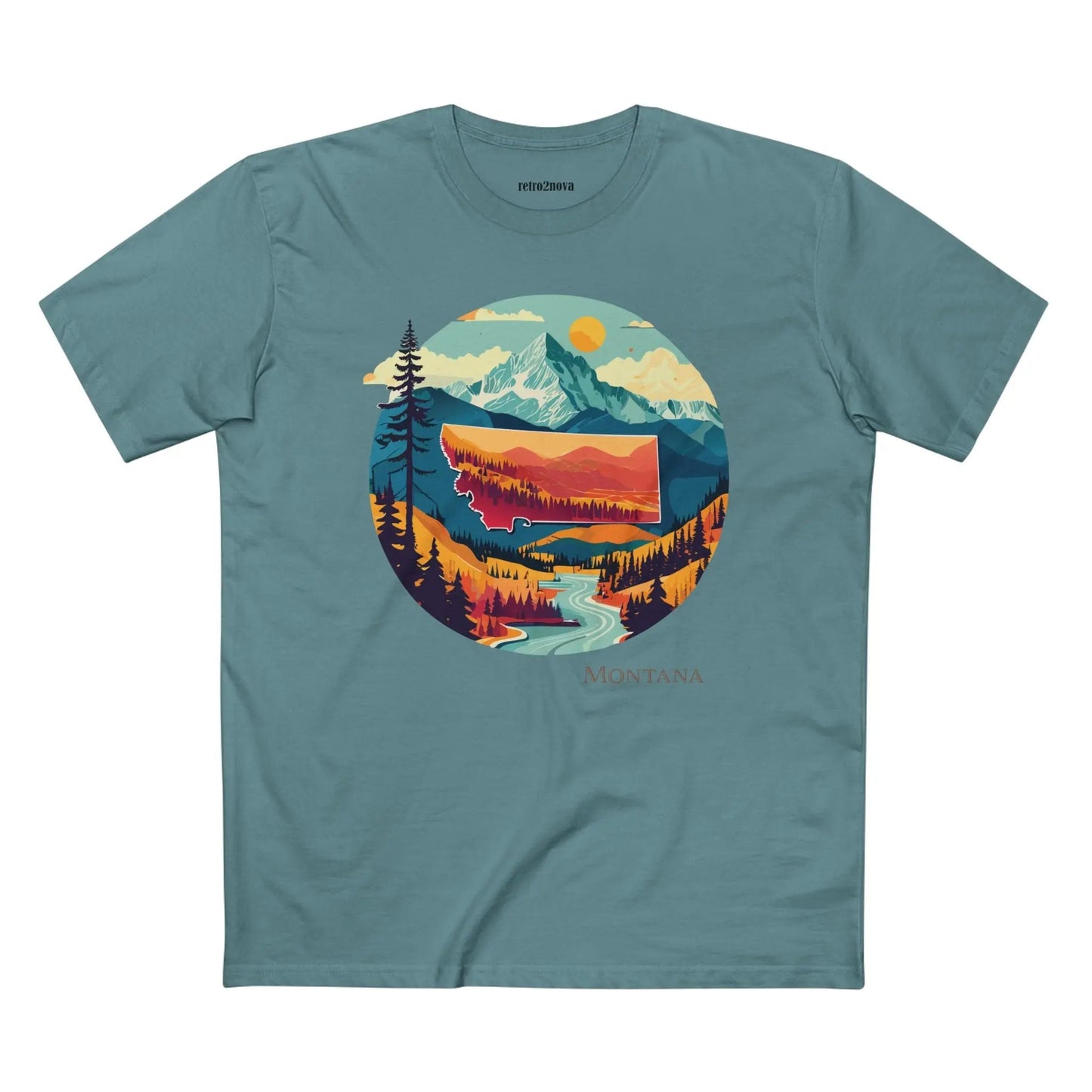 Montana State Shirt Unisex Premium Cotton Tee With Original Art Design Retro2Nova
