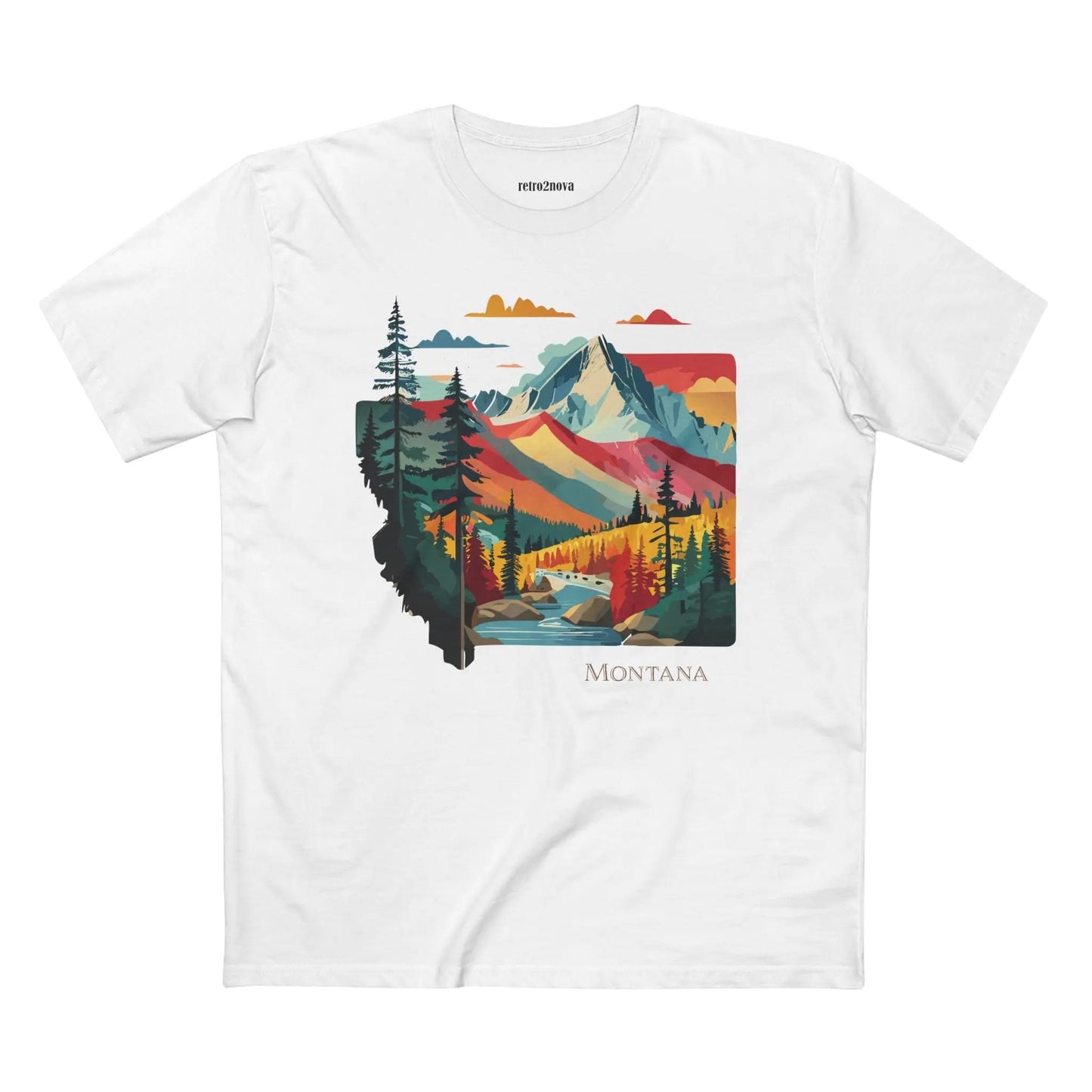 Montana US State Shirt Unisex Premium Cotton Tee With Original Art Design Retro2Nova