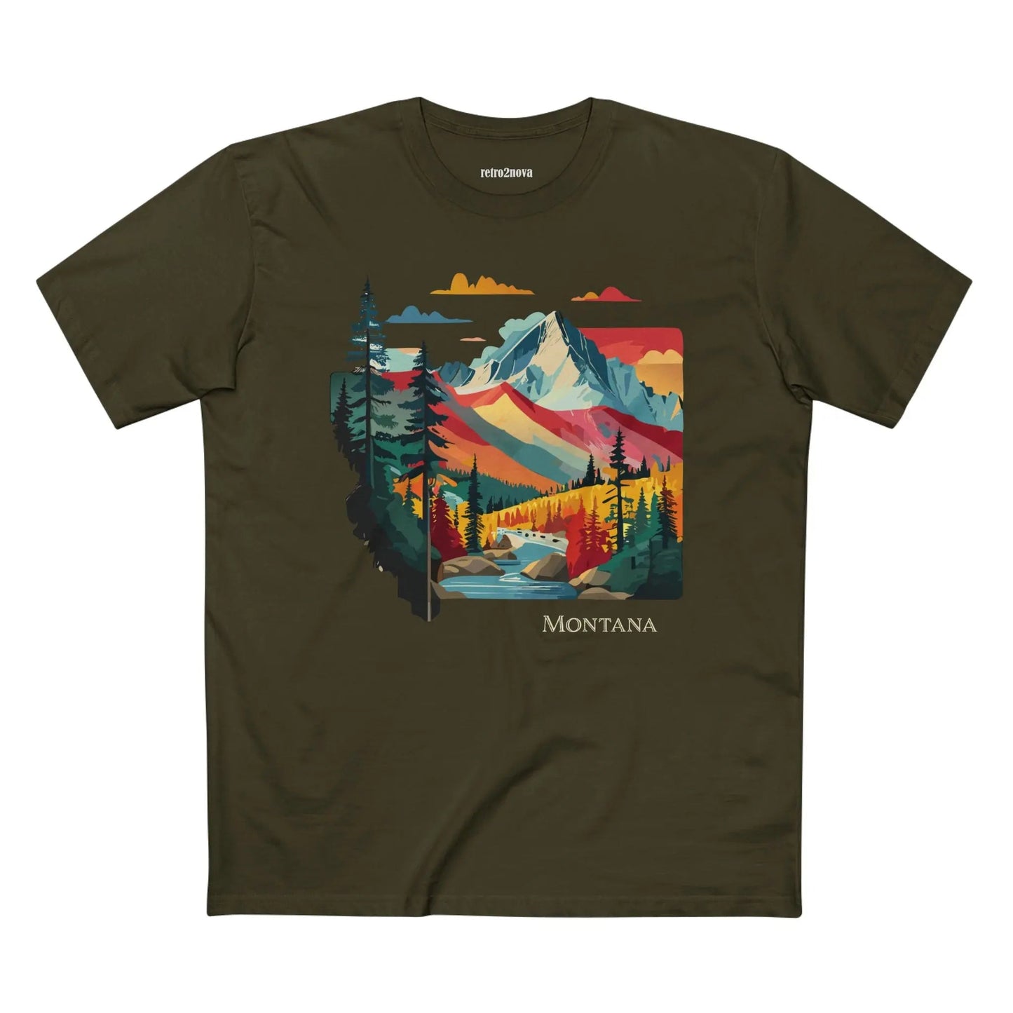 Montana US State Shirt Unisex Premium Cotton Tee With Original Art Design Retro2Nova