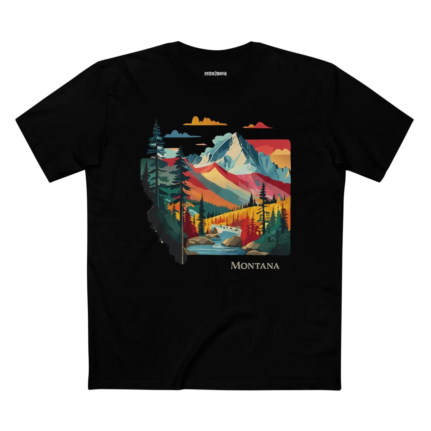 Montana US State Shirt Unisex Premium Cotton Tee With Original Art Design Retro2Nova