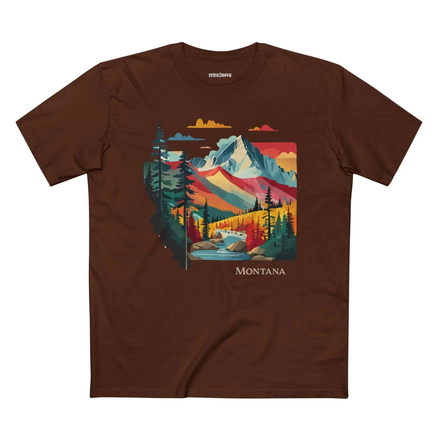 Montana US State Shirt Unisex Premium Cotton Tee With Original Art Design Retro2Nova