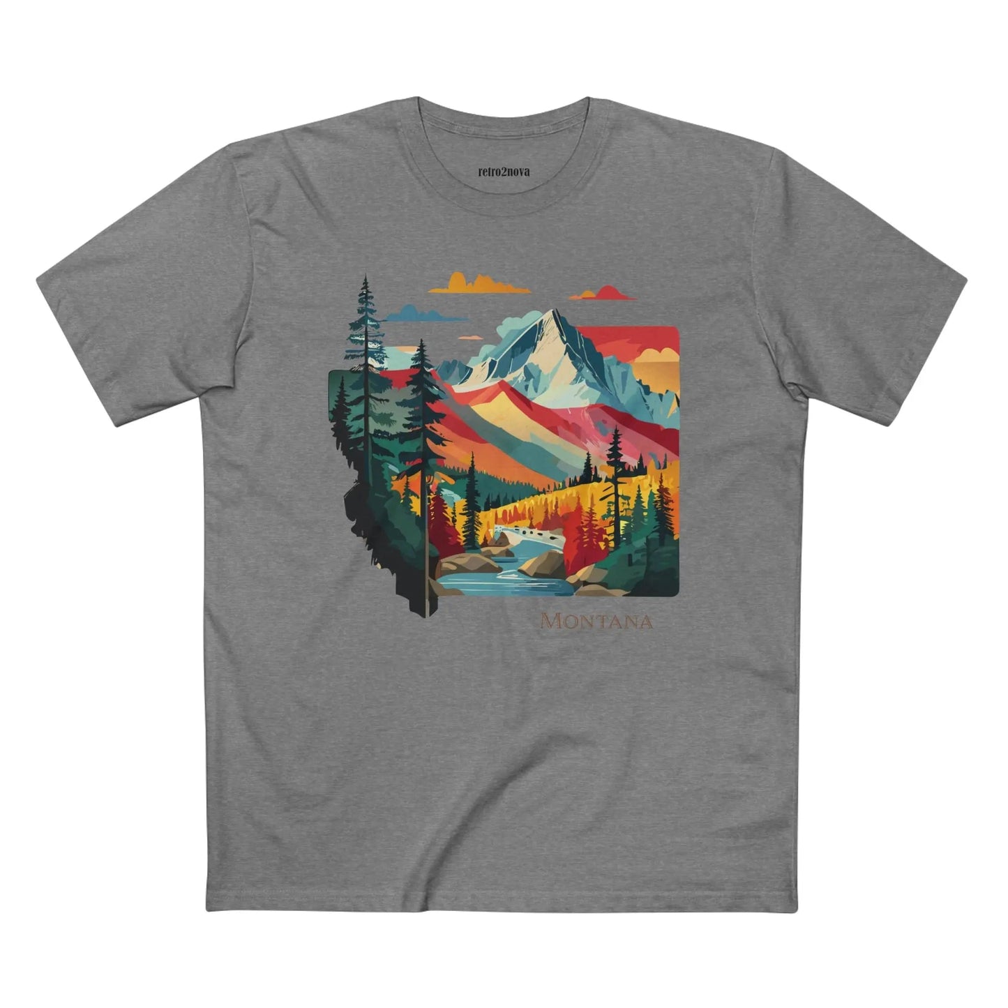 Montana US State Shirt Unisex Premium Cotton Tee With Original Art Design Retro2Nova