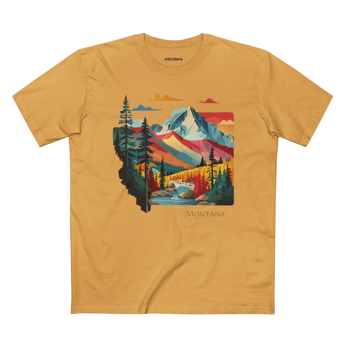 Montana US State Shirt Unisex Premium Cotton Tee With Original Art Design Retro2Nova