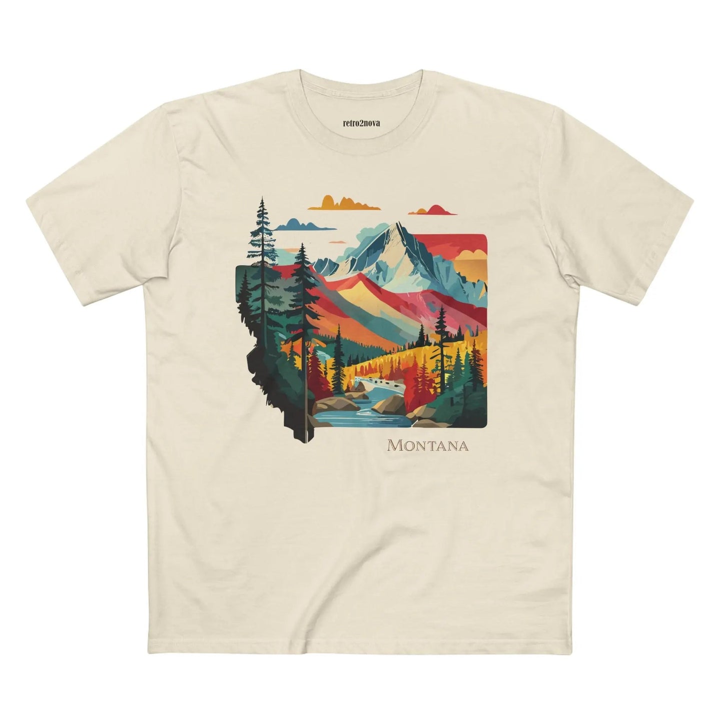 Montana US State Shirt Unisex Premium Cotton Tee With Original Art Design Retro2Nova