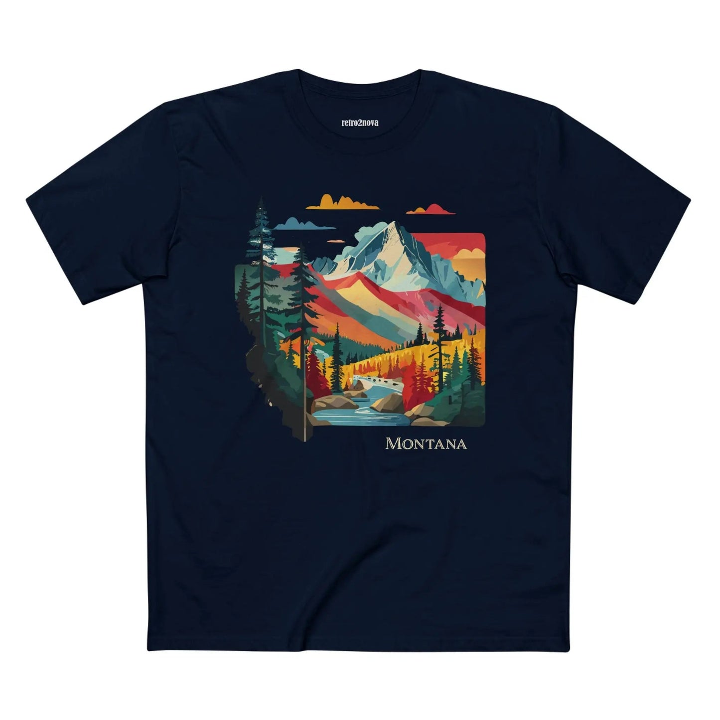 Montana US State Shirt Unisex Premium Cotton Tee With Original Art Design Retro2Nova