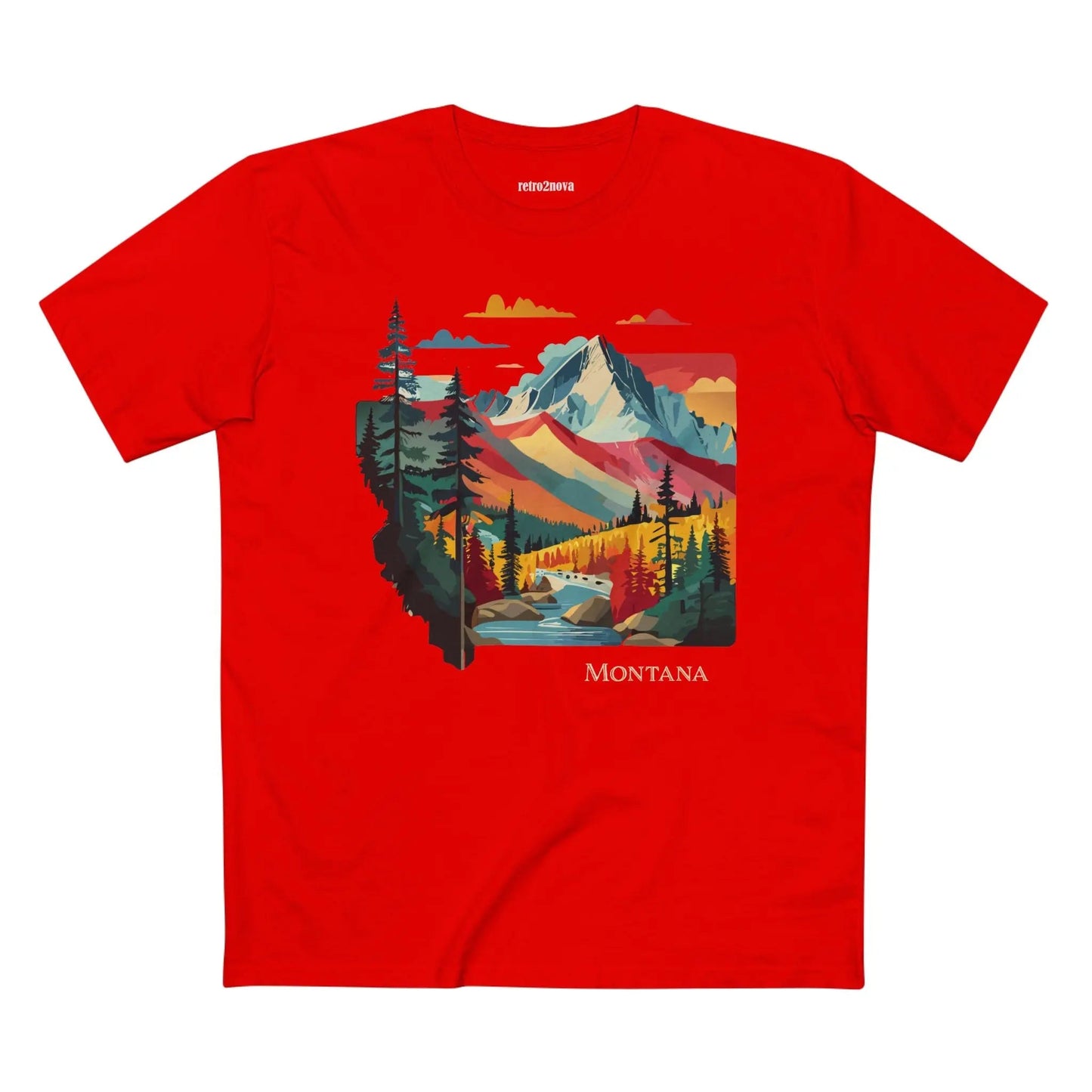 Montana US State Shirt Unisex Premium Cotton Tee With Original Art Design Retro2Nova