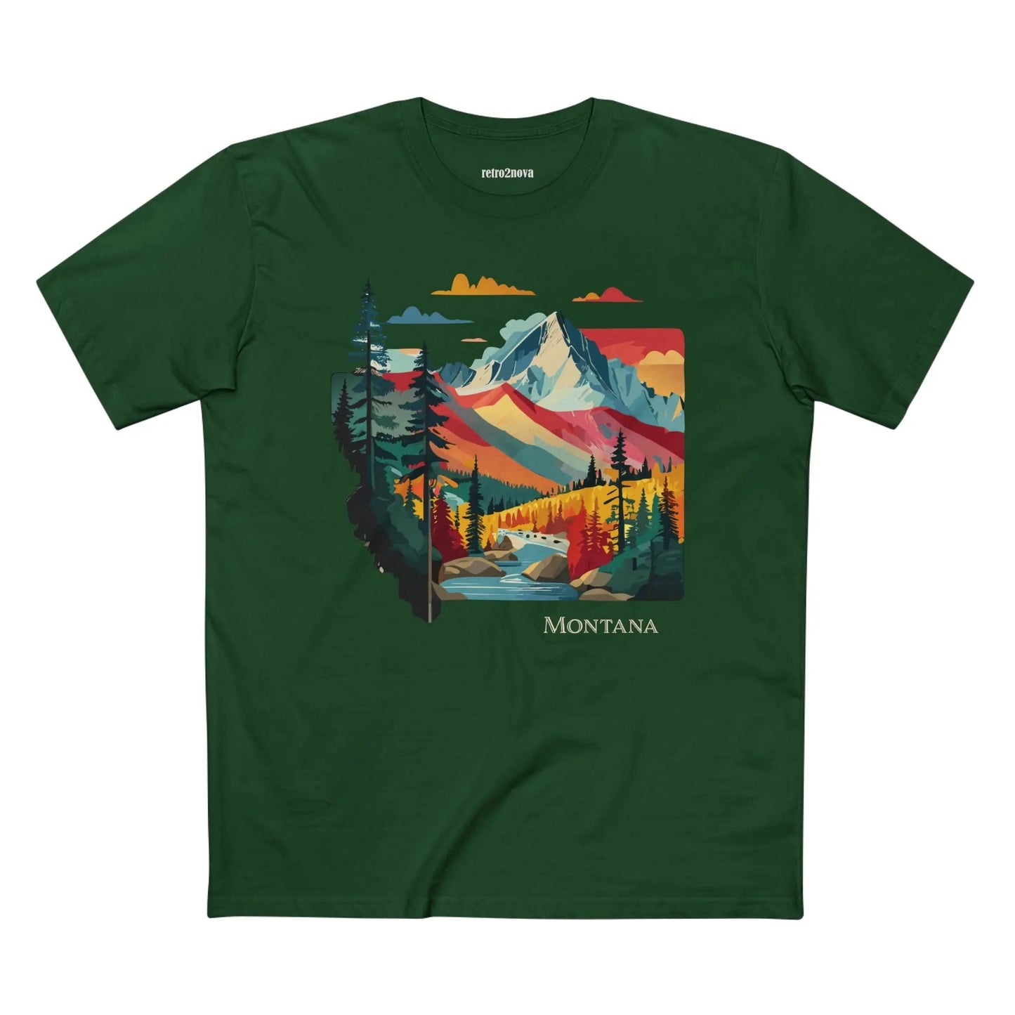 Montana US State Shirt Unisex Premium Cotton Tee With Original Art Design Retro2Nova