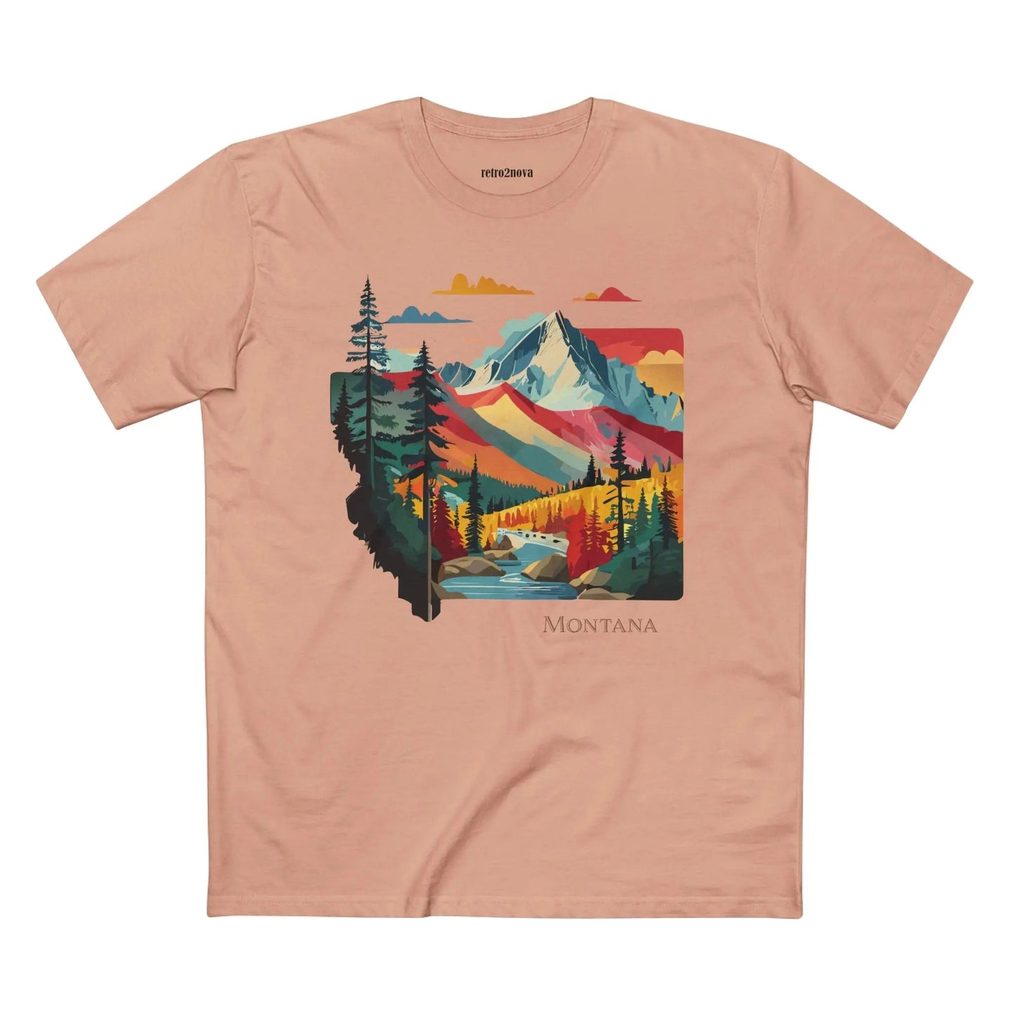 Montana US State Shirt Unisex Premium Cotton Tee With Original Art Design Retro2Nova