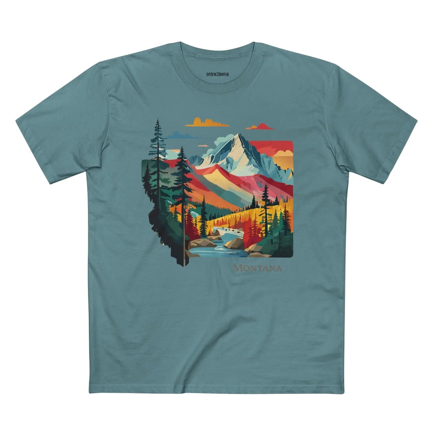Montana US State Shirt Unisex Premium Cotton Tee With Original Art Design Retro2Nova