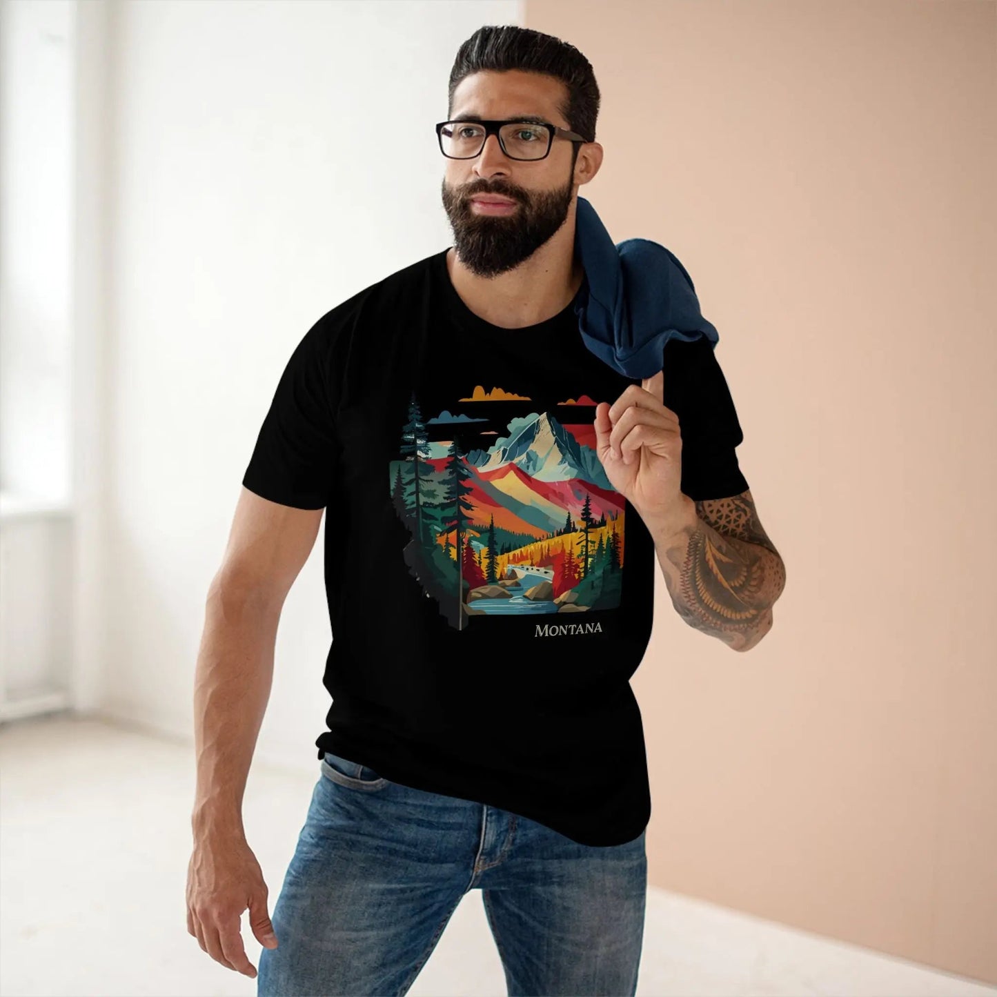 Montana US State Shirt Unisex Premium Cotton Tee With Original Art Design Retro2Nova