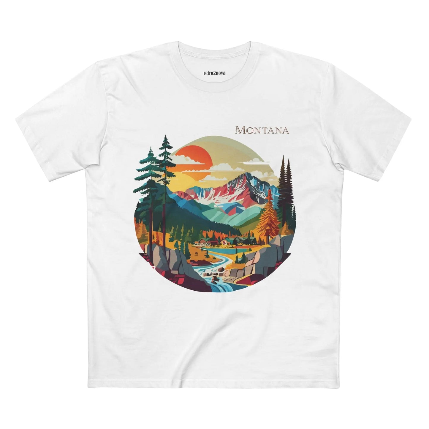 US State Shirts Montana Premium Cotton Tee Retro2Nova Original Art Design Collection Unisex