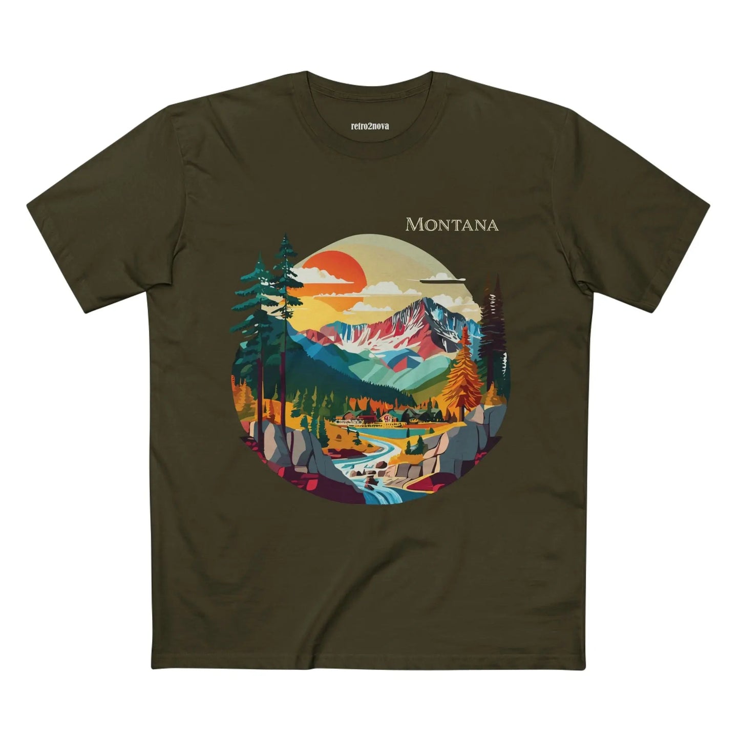 US State Shirts Montana Premium Cotton Tee Retro2Nova Original Art Design Collection Unisex