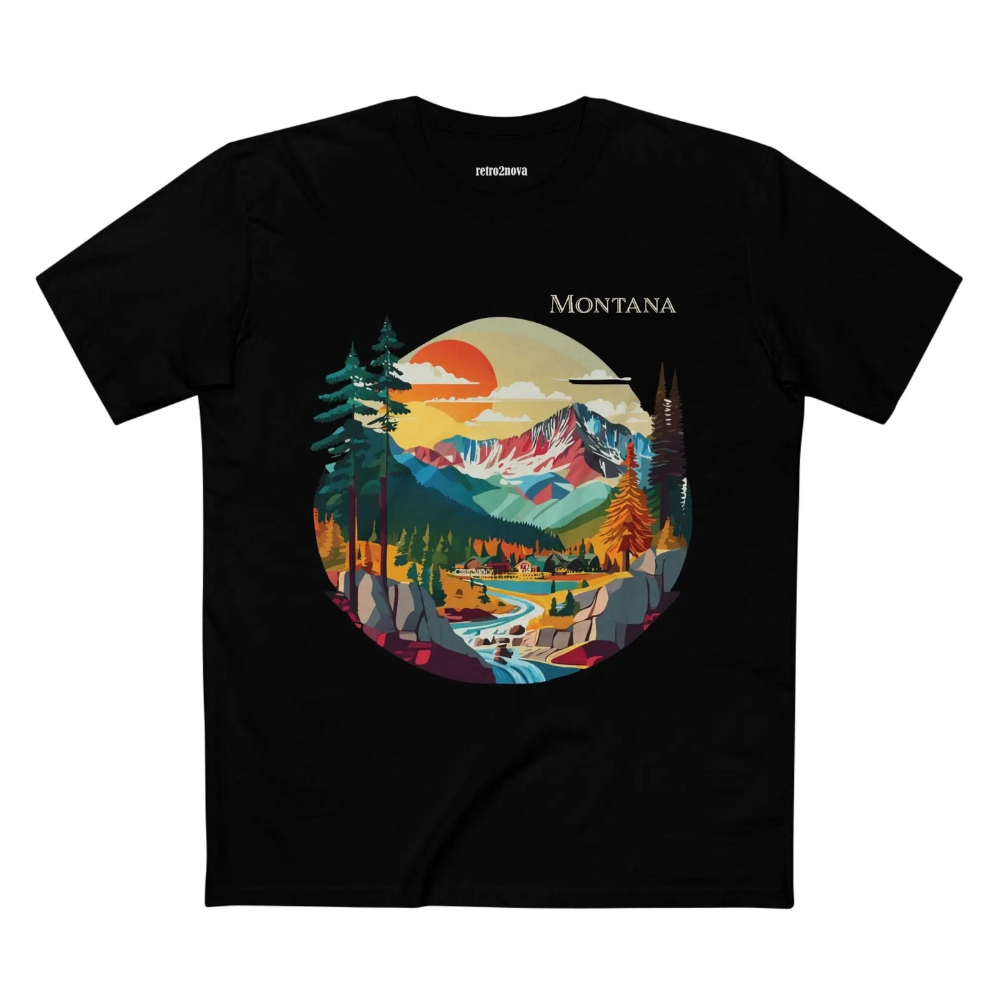 US State Shirts Montana Premium Cotton Tee Retro2Nova Original Art Design Collection Unisex