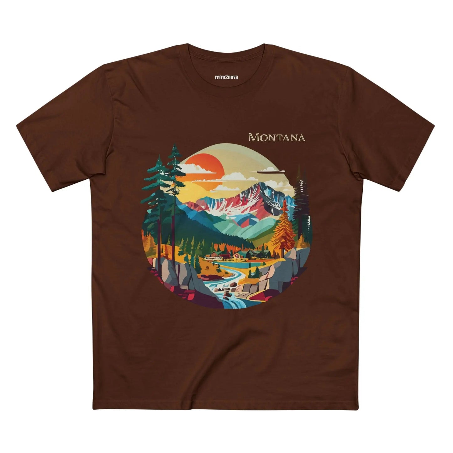US State Shirts Montana Premium Cotton Tee Retro2Nova Original Art Design Collection Unisex