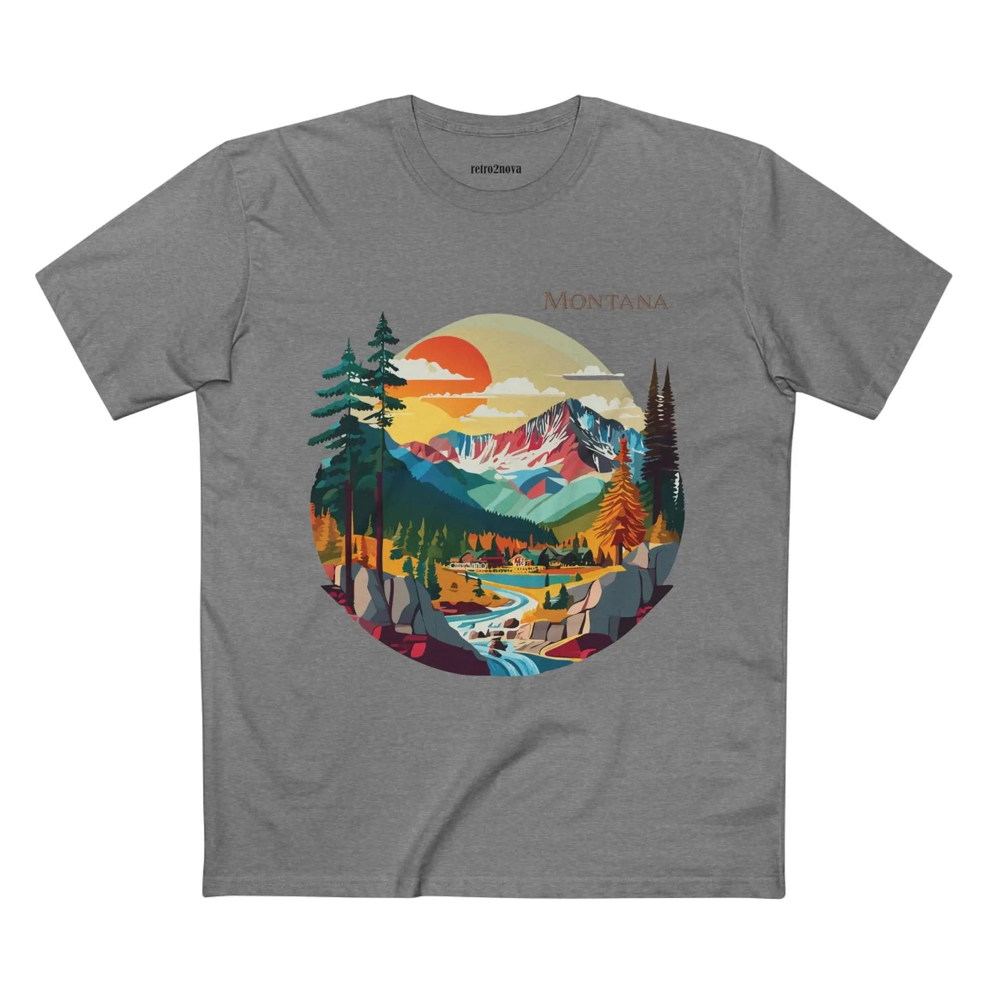 US State Shirts Montana Premium Cotton Tee Retro2Nova Original Art Design Collection Unisex