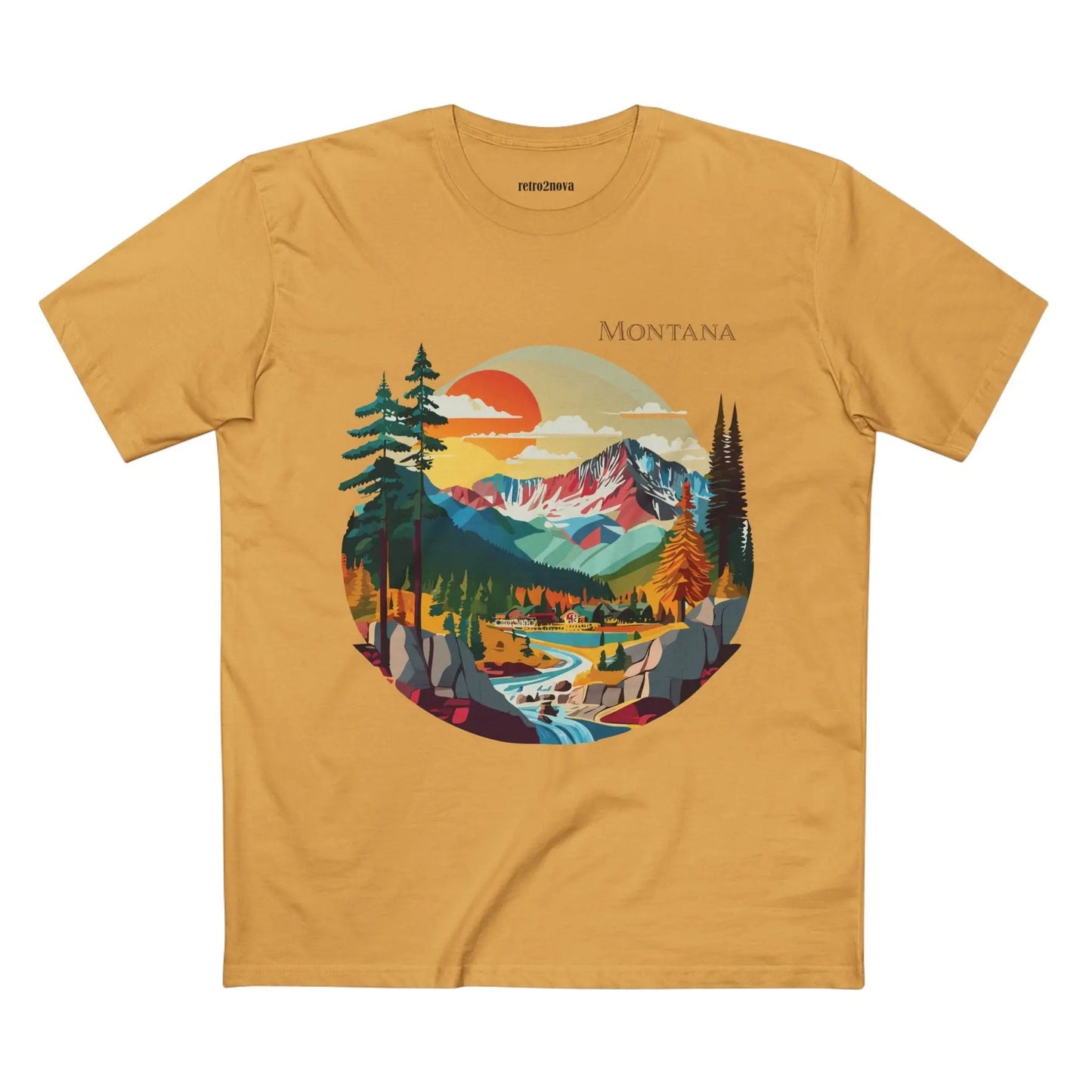 US State Shirts Montana Premium Cotton Tee Retro2Nova Original Art Design Collection Unisex