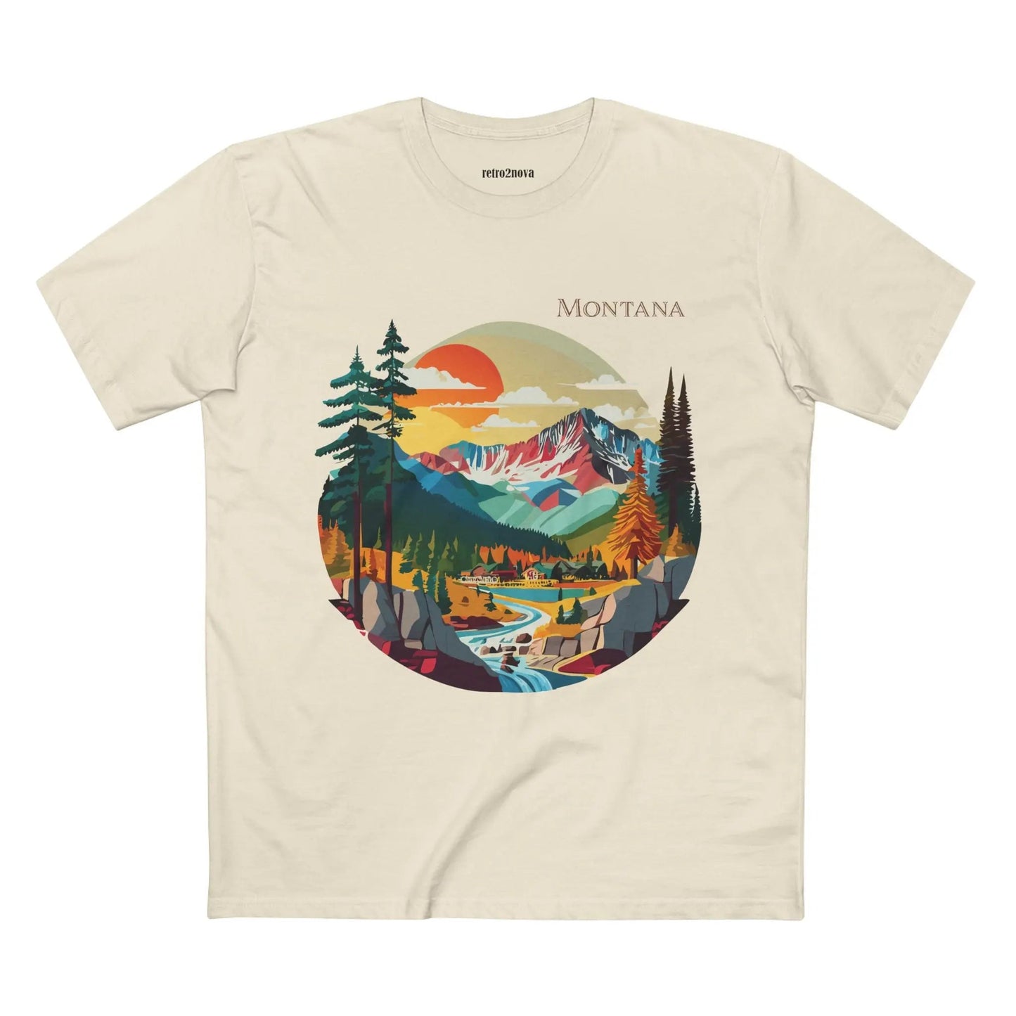 US State Shirts Montana Premium Cotton Tee Retro2Nova Original Art Design Collection Unisex