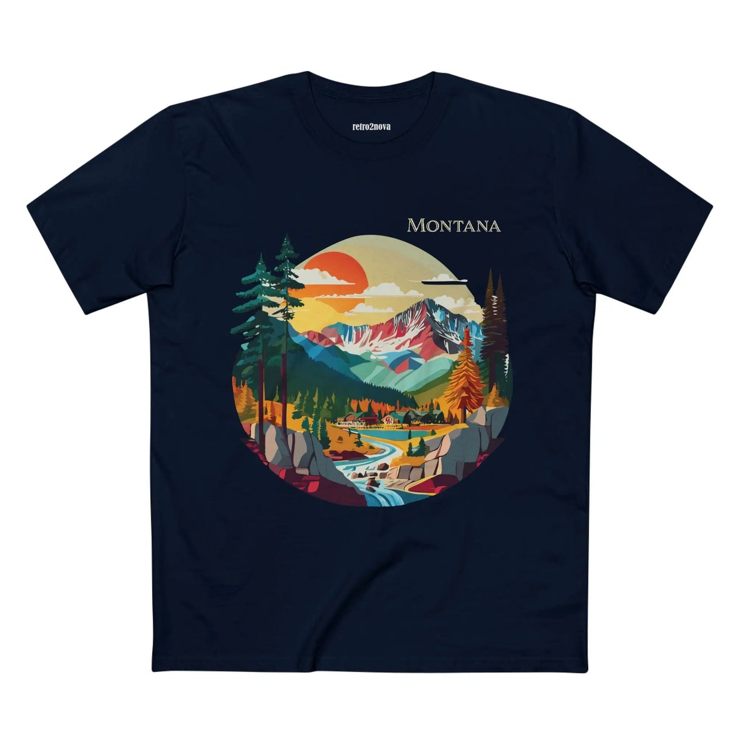 US State Shirts Montana Premium Cotton Tee Retro2Nova Original Art Design Collection Unisex