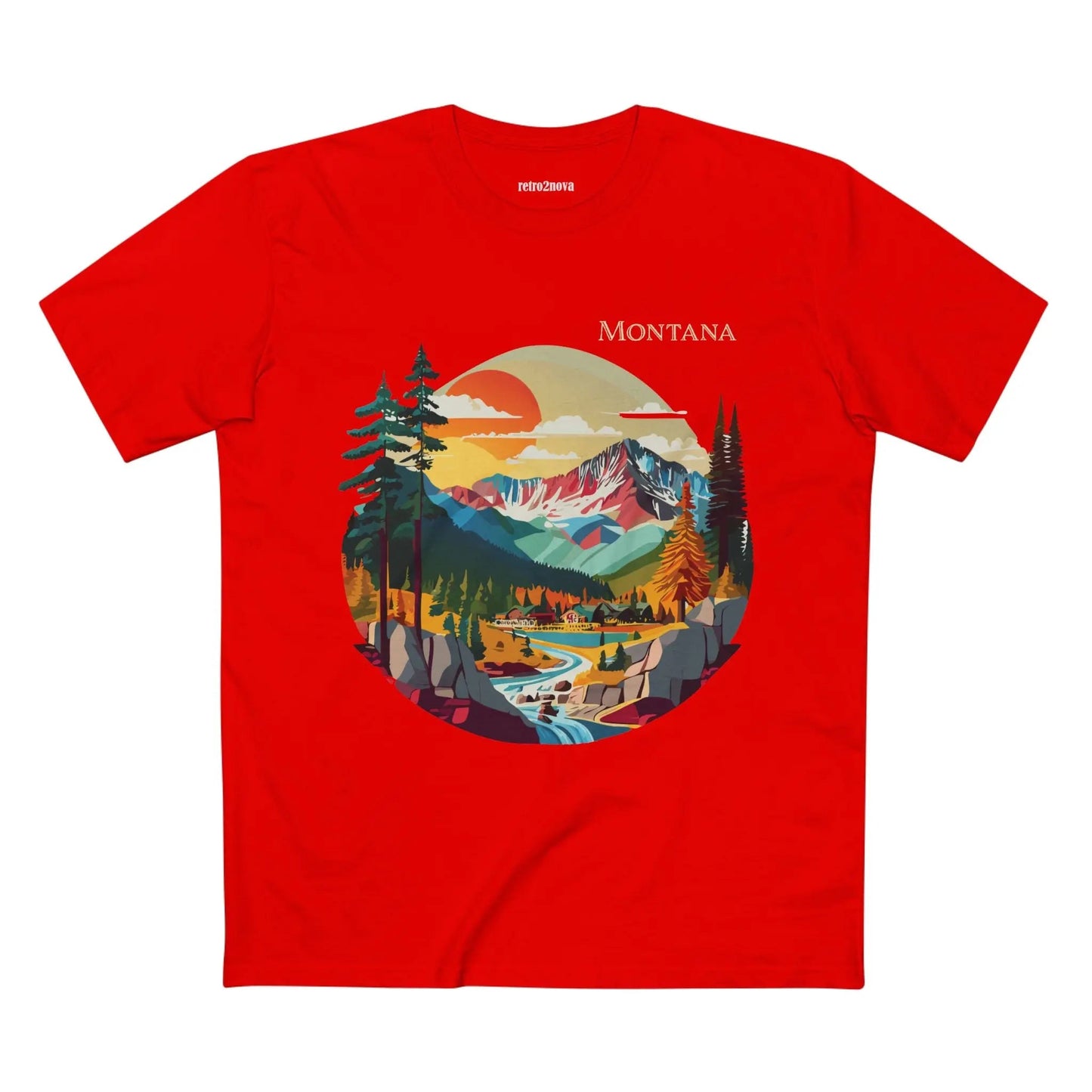 US State Shirts Montana Premium Cotton Tee Retro2Nova Original Art Design Collection Unisex