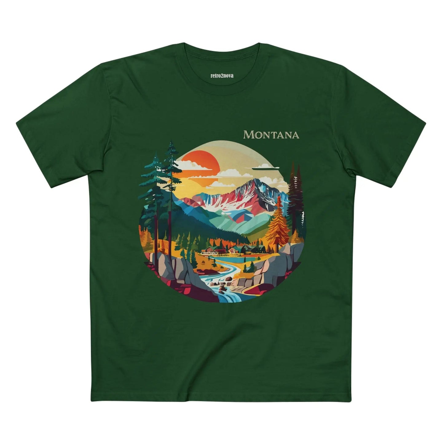 US State Shirts Montana Premium Cotton Tee Retro2Nova Original Art Design Collection Unisex
