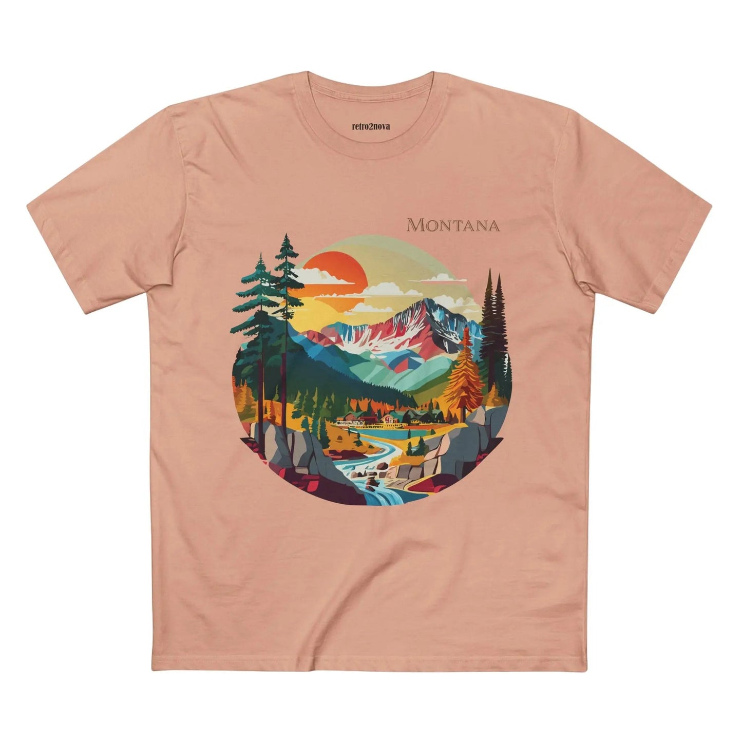 US State Shirts Montana Premium Cotton Tee Retro2Nova Original Art Design Collection Unisex