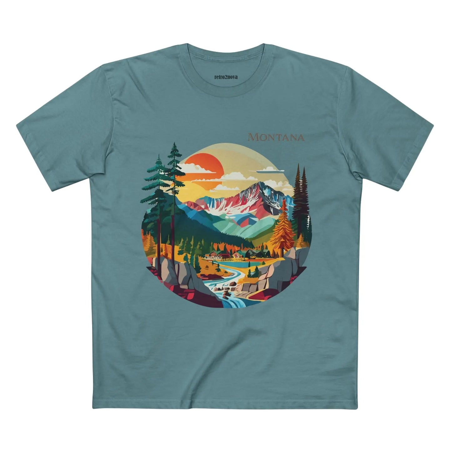 US State Shirts Montana Premium Cotton Tee Retro2Nova Original Art Design Collection Unisex