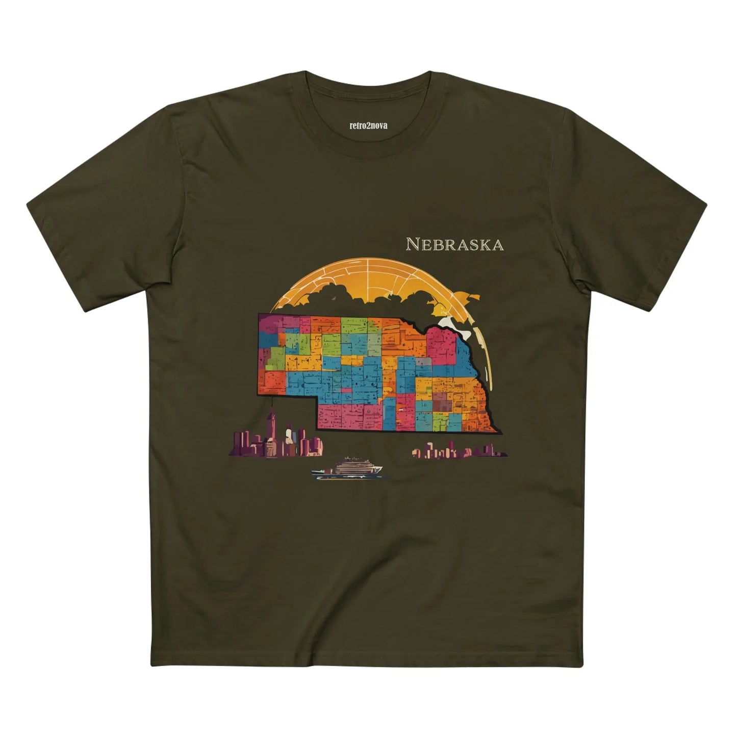 Nebraska State Shirt Unisex Premium Cotton Tee With Original Art Design By Retro2Nova