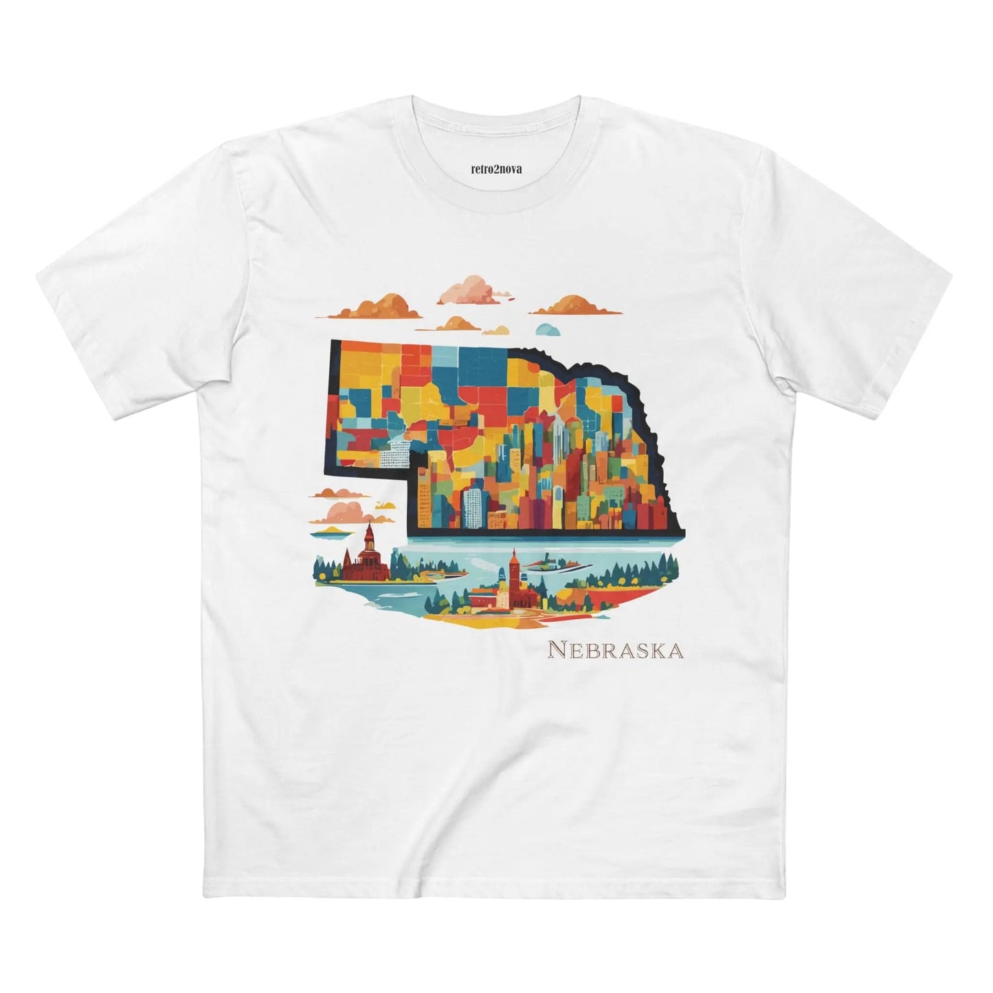 Nebraska US State Shirt Unisex Premium Cotton Tee With Original Art Design By Retro2Nova