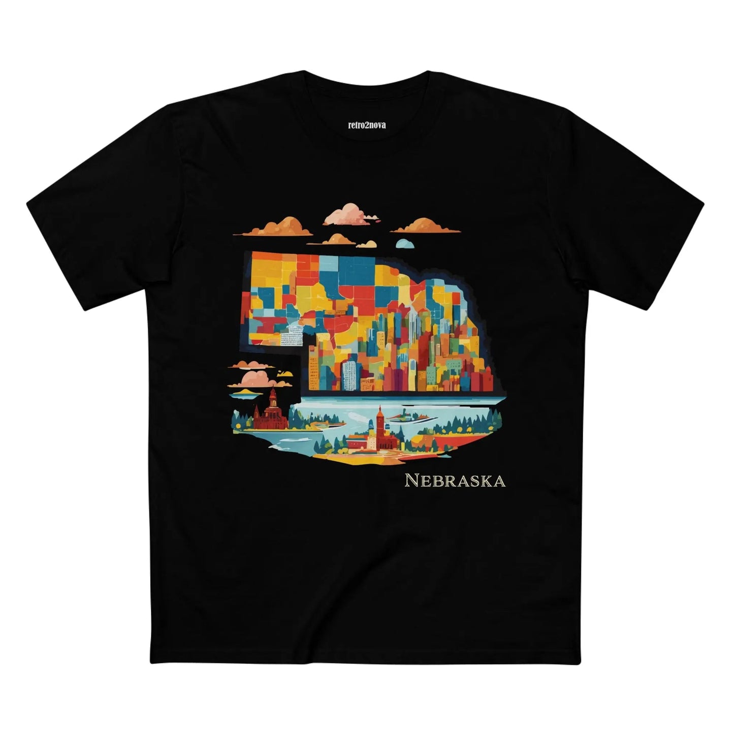 Nebraska US State Shirt Unisex Premium Cotton Tee With Original Art Design By Retro2Nova