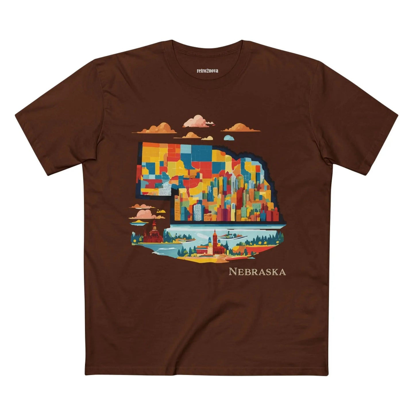 Nebraska US State Shirt Unisex Premium Cotton Tee With Original Art Design By Retro2Nova