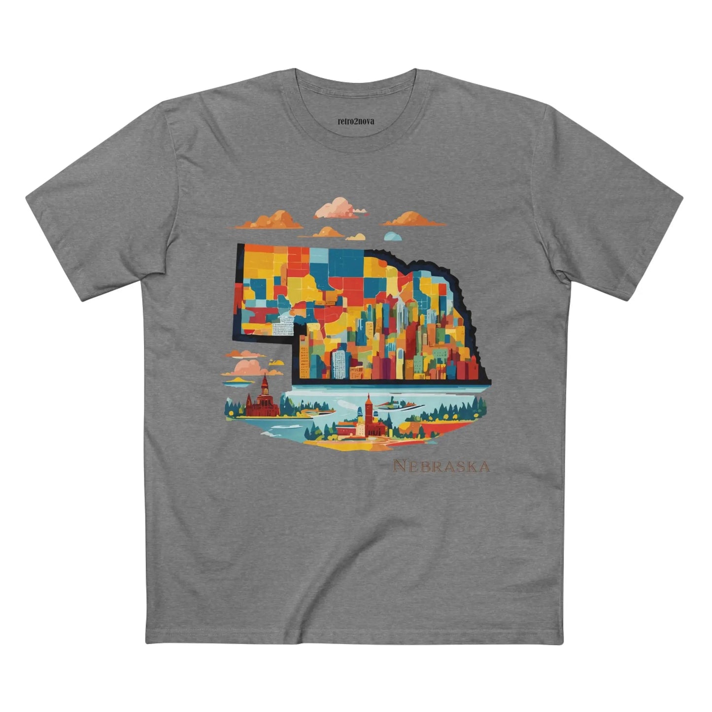 Nebraska US State Shirt Unisex Premium Cotton Tee With Original Art Design By Retro2Nova