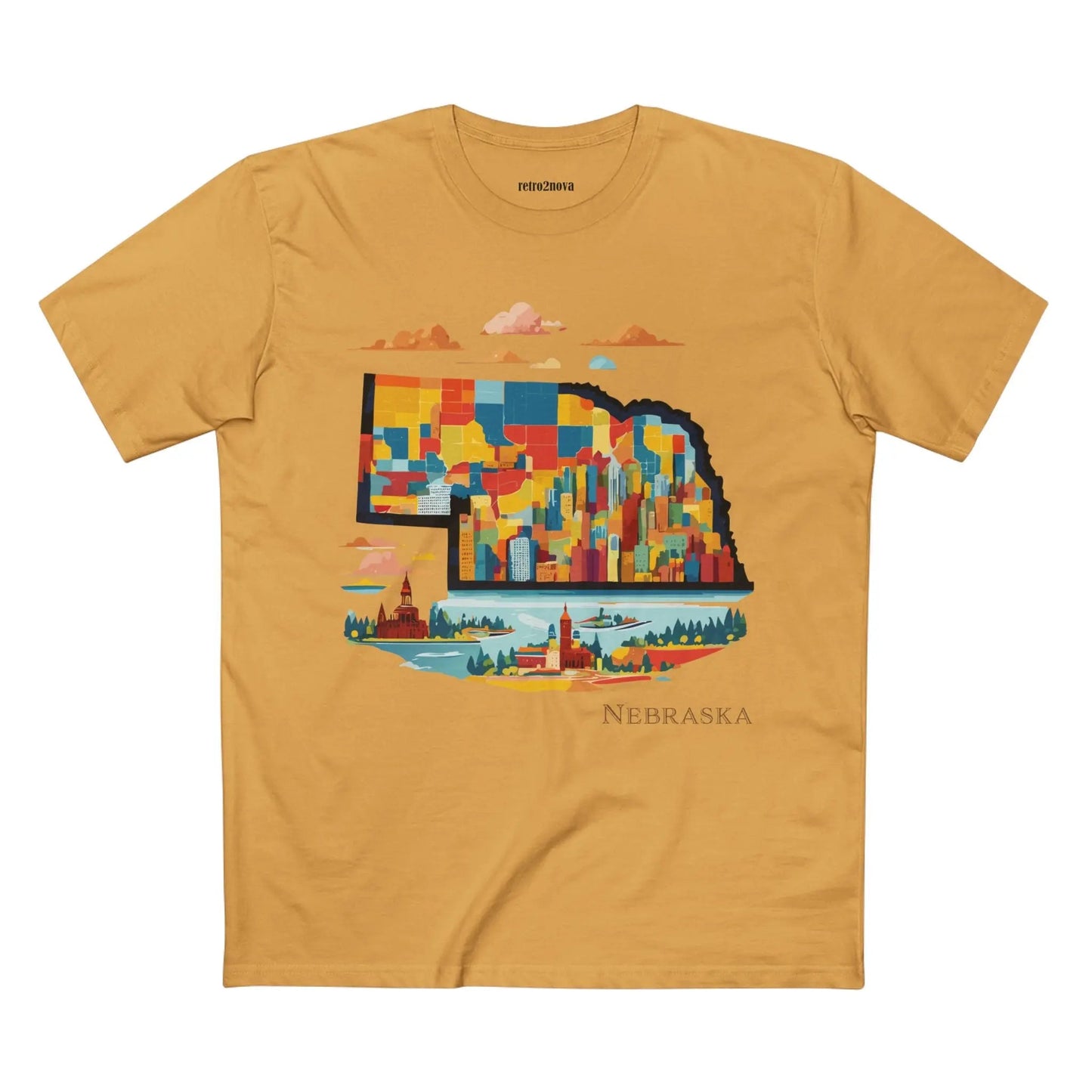 Nebraska US State Shirt Unisex Premium Cotton Tee With Original Art Design By Retro2Nova