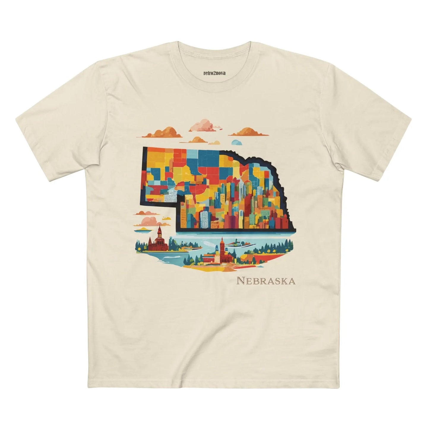 Nebraska US State Shirt Unisex Premium Cotton Tee With Original Art Design By Retro2Nova