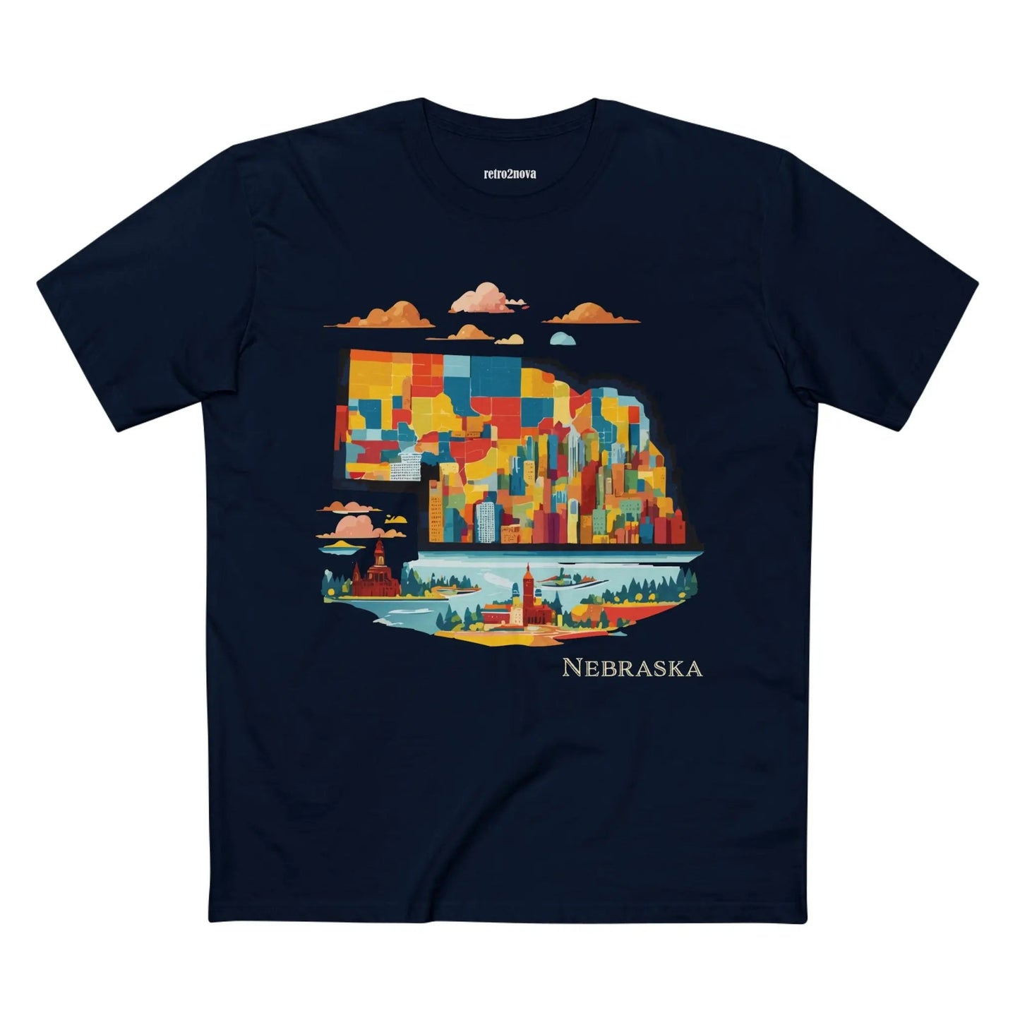Nebraska US State Shirt Unisex Premium Cotton Tee With Original Art Design By Retro2Nova
