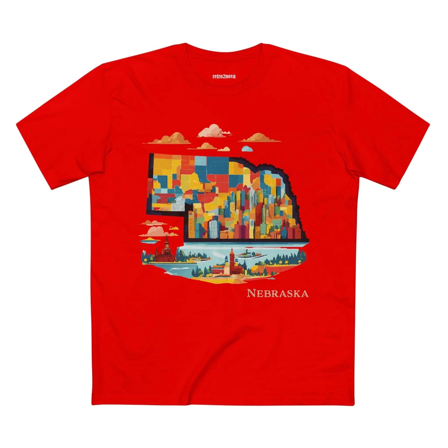 Nebraska US State Shirt Unisex Premium Cotton Tee With Original Art Design By Retro2Nova