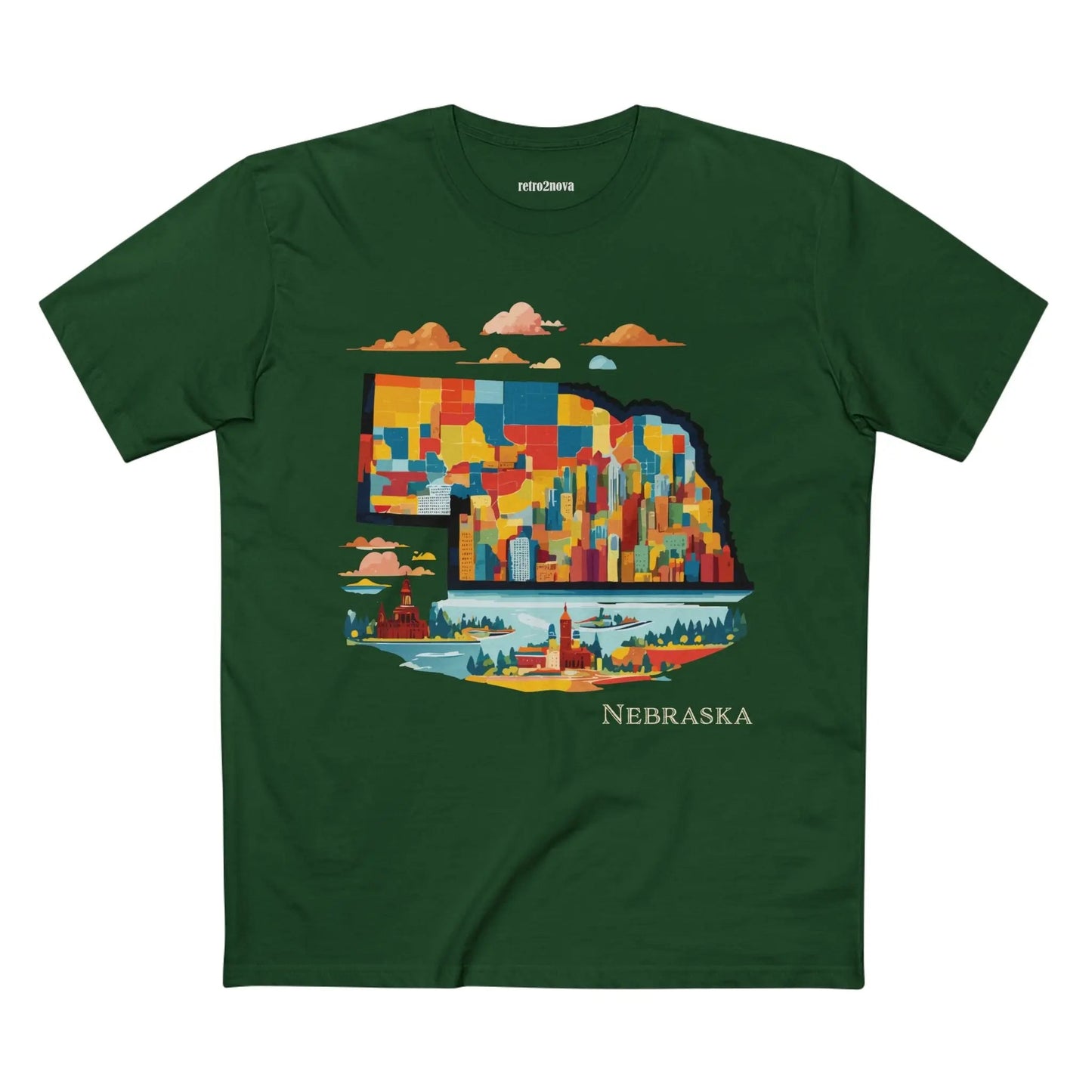 Nebraska US State Shirt Unisex Premium Cotton Tee With Original Art Design By Retro2Nova
