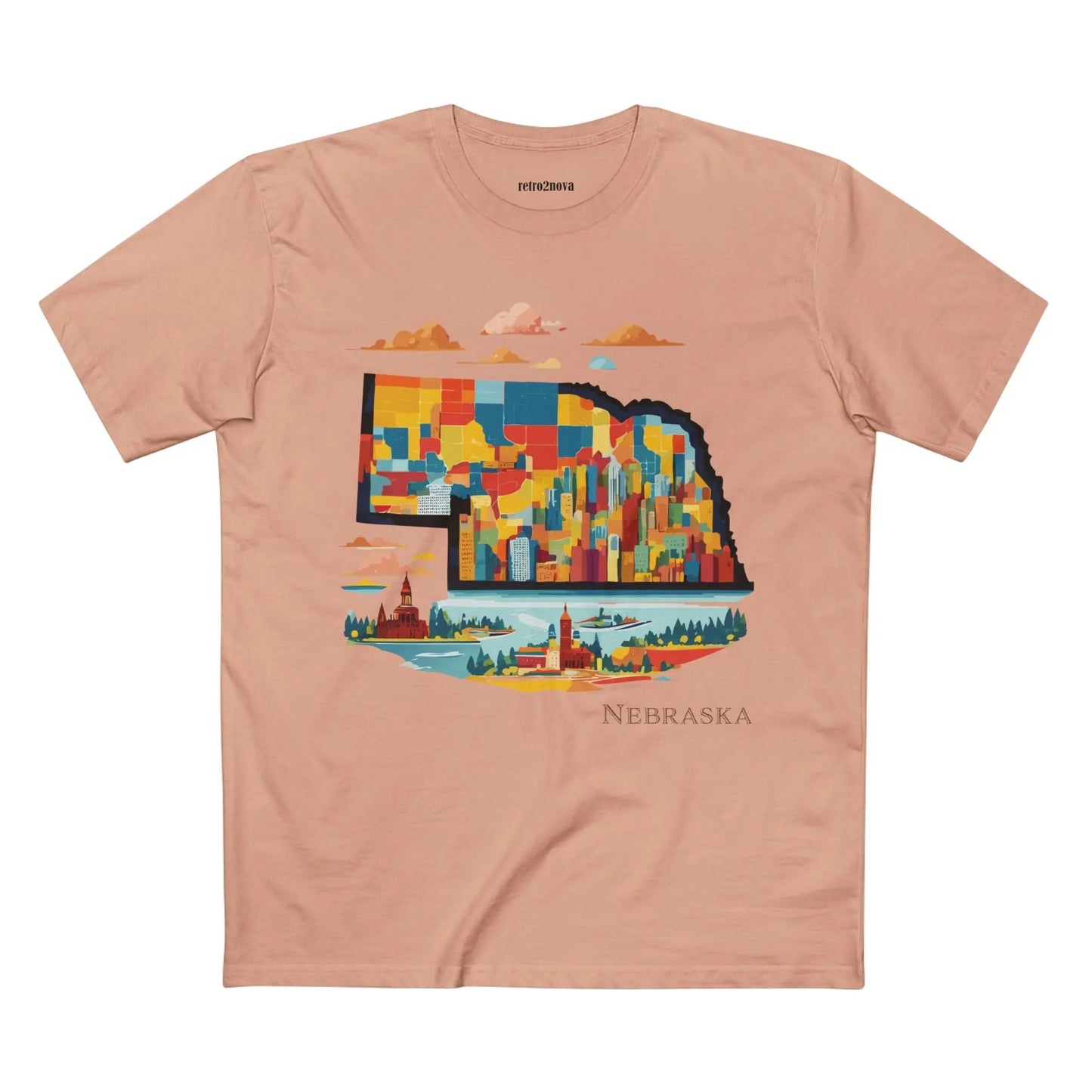 Nebraska US State Shirt Unisex Premium Cotton Tee With Original Art Design By Retro2Nova