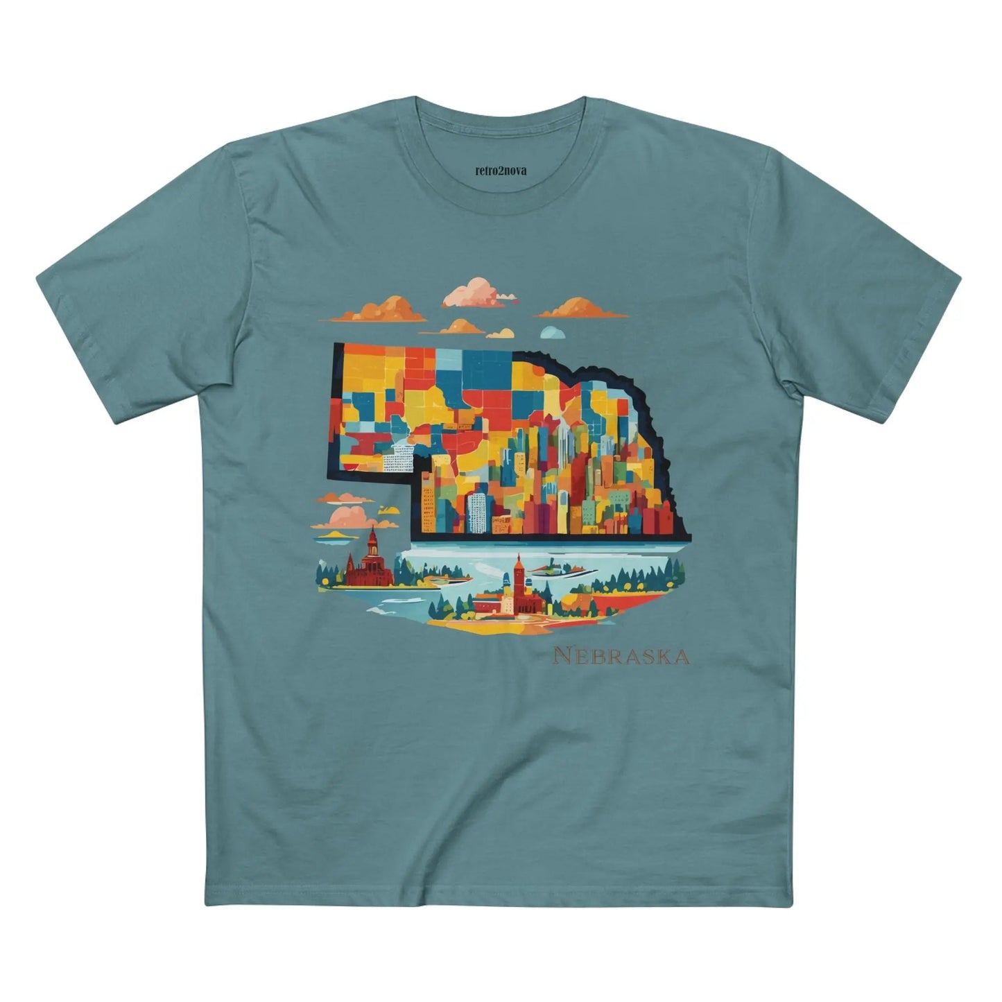 Nebraska US State Shirt Unisex Premium Cotton Tee With Original Art Design By Retro2Nova